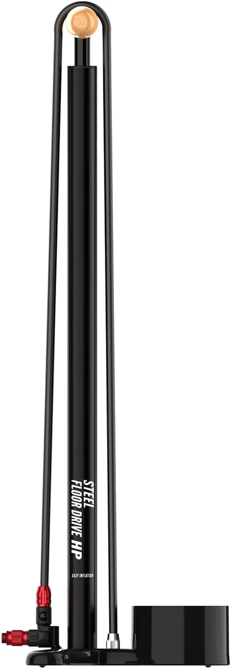 تلمبه ایستاده فولادی لزین مدل Steel Floor Drive 3.5 با فشار بالا و گیج آنالوگ/دیجیتال 3.5 اینچی - تلمبه باد لاستیک دوچرخه با دوام 220 PSI برای دوچرخه های کورسی/پیست - سری ABS-1 Pro مناسب برای والف های پرستا و شرادر