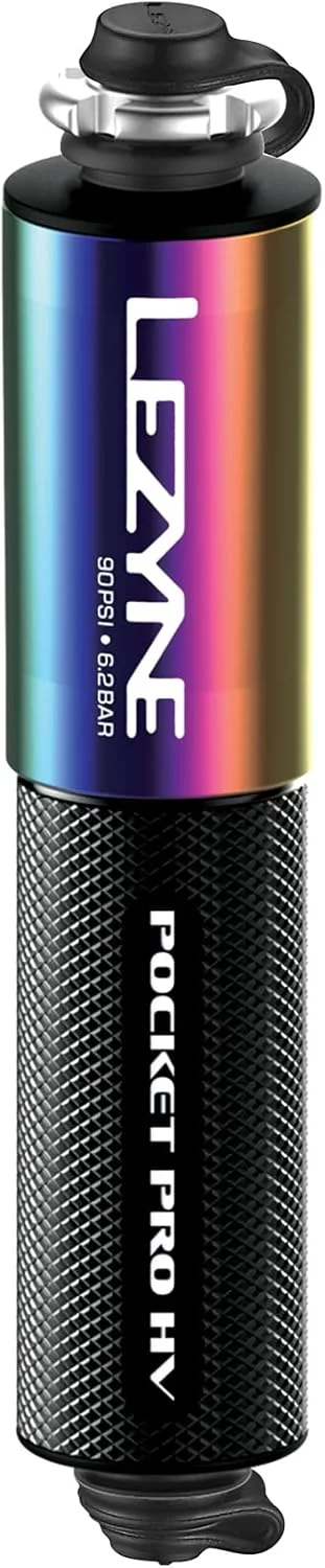 تلمبه دستی کوچک لزین مدل Pocket Drive Pro HV - آلومینیومی، 90psi، پرستا/شردر، به همراه پایه، نئو/مشکی