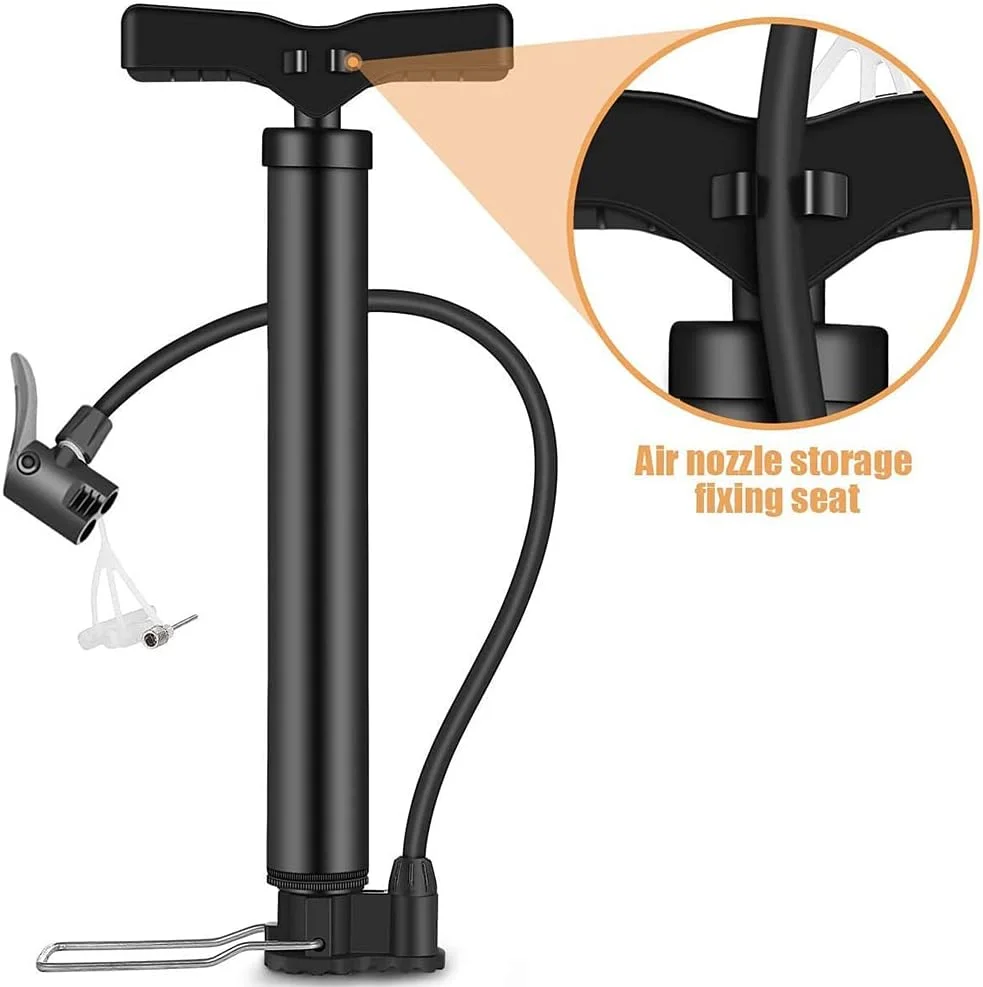 تلمبه دوچرخه KASTWAVE، [باد کردن سریع 120PSI] تلمبه زمینی قابل حمل ارگونومیک ضد نشت هوا برای دوچرخه های جاده، کوهستان و BMX، مناسب برای پرستا و شرادر به همراه سوزن توپ و نازل قایق موتوری