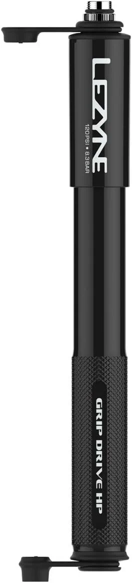 تلمبه دستی دوچرخه Lezyne Grip Drive HP، سری ABS Flip، فشار 120PSI، مناسب دوچرخه های کورسی و شن‌ریزه‌ای، سازگار با والف پرستا و شرادر، فشار بالا