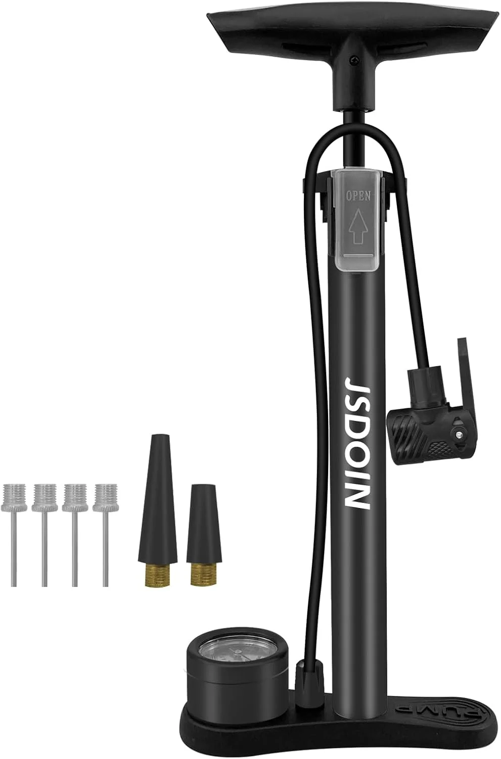 تلمبه باد پایی دوچرخه Jsdoin با فشارسنج، تلمبه باد پایی، تلمبه باد دوچرخه فشار قوی 160 PSI، تلمبه باد برای همه دریچه ها