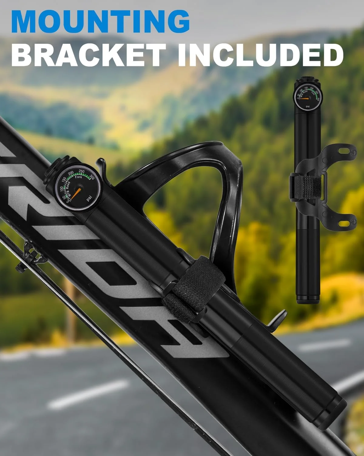 تلمبه مینی دوچرخه جولای با درجه فشار، تلمبه فریم قابل حمل، تلمبه کمک فنر جلو و عقب، مناسب برای والف های پرستا و شرادر برای دوچرخه های جاده ای و کوهستانی