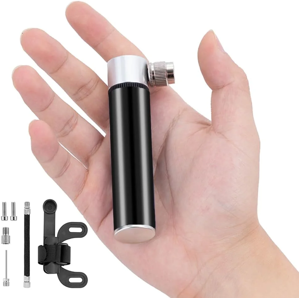 پمپ باد کوچک قابل حمل دوچرخه، پمپ هوای آلومینیومی دوچرخه، بادکردن آسان، پمپ توپ و بسکتبال، پمپ هوای فشار قوی 120 PSI، پمپ جاده ای برای دوچرخه های جاده، دوچرخه های کوهستانی و توپ ها