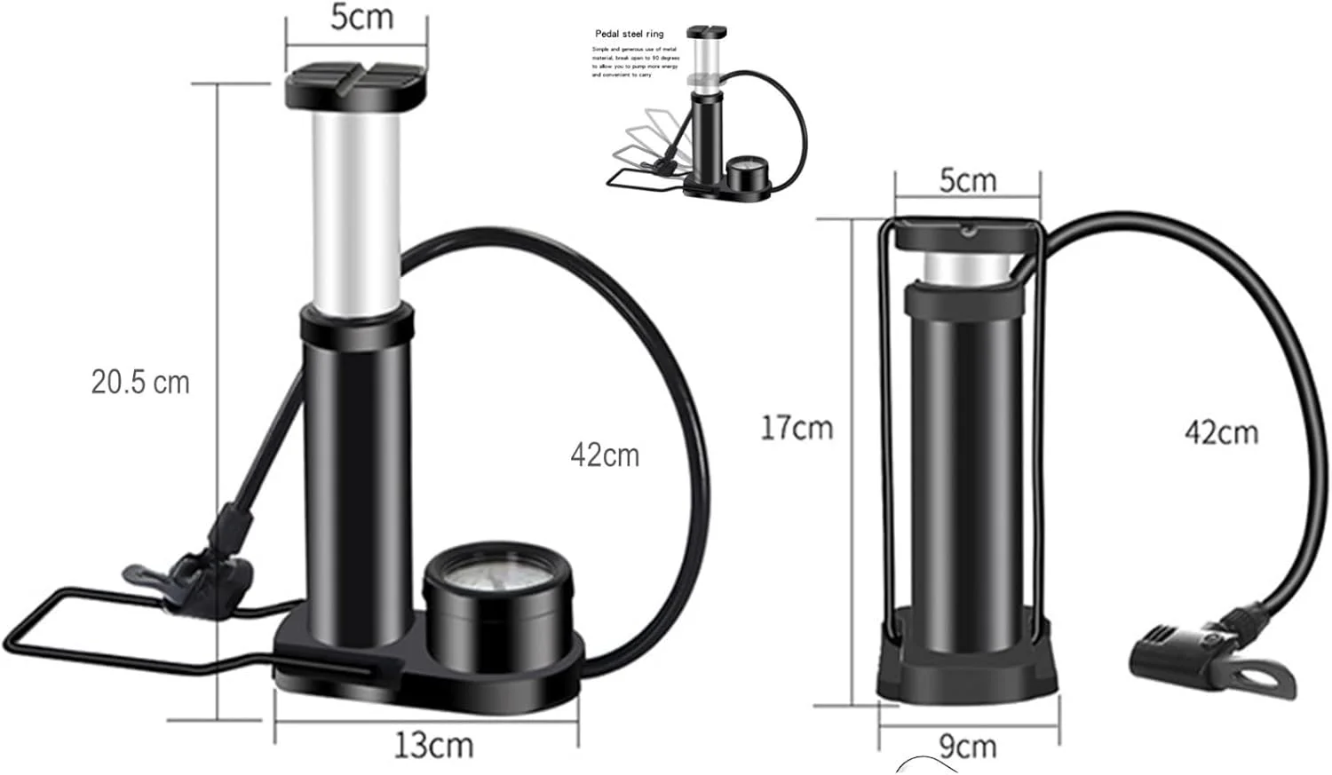 پمپ باد دوچرخه گارزی، تلمبه دستی و پدالی قابل حمل برای باد کردن لاستیک، توپ بسکتبال، فوتبال، اسباب بازی و کمپرسور هوا به همراه قمقمه و نگهدارنده قمقمه دوچرخه در لوازم جانبی ورزشی