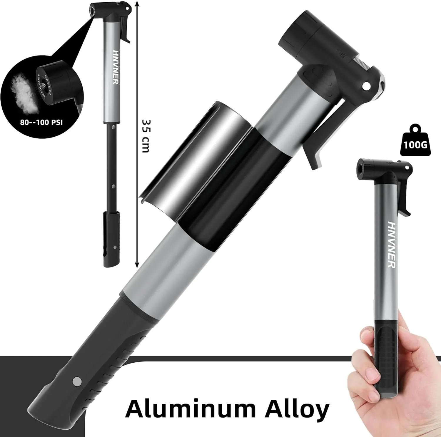 تلمبه مینی دوچرخه 100 PSI برای پرستا و شرادر، تلمبه دستی دوچرخه با سوزن و فریم، برای دوچرخه جاده، دوچرخه کوهستان، BMX، دوچرخه برقی