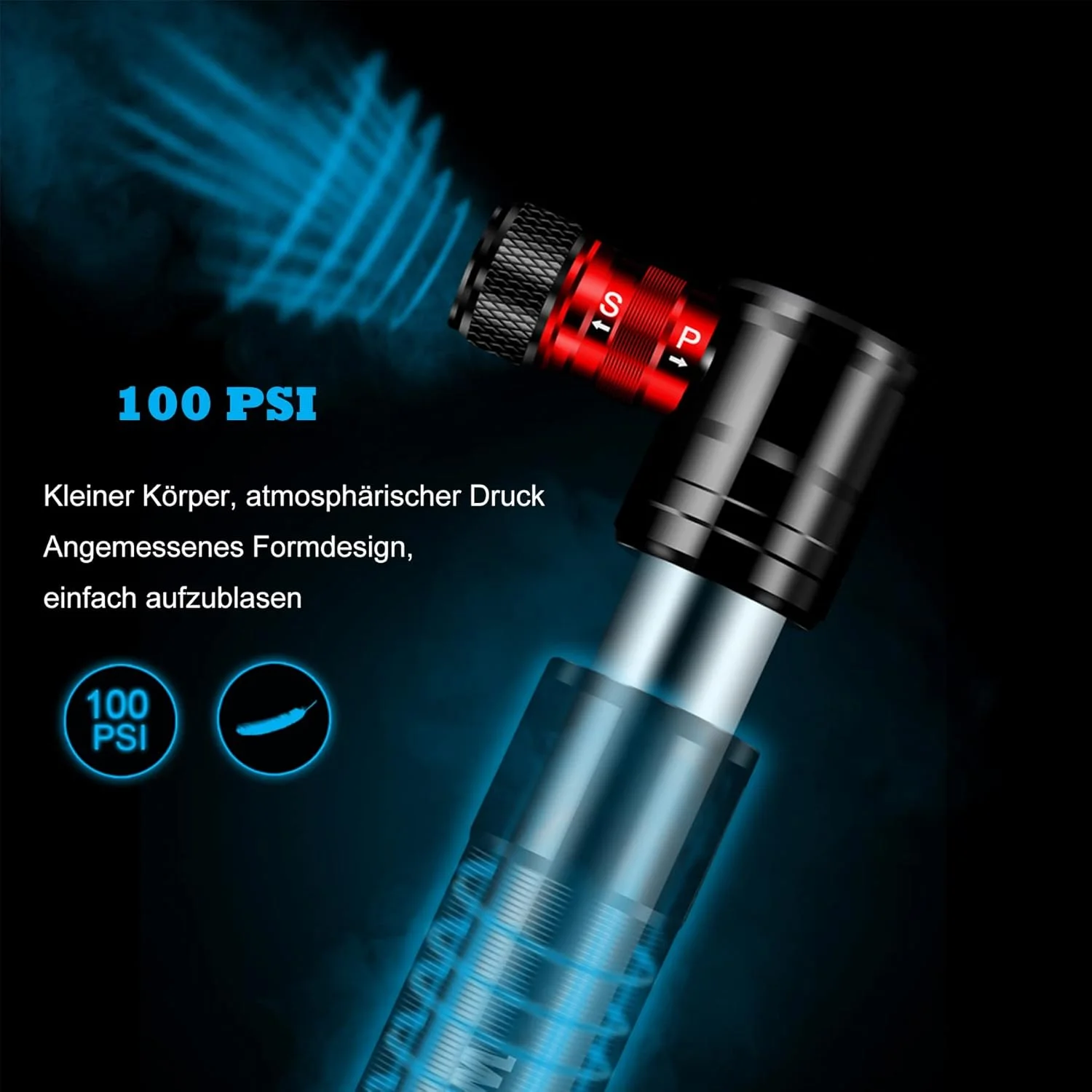 تلمبه مینی دوچرخه، تلمبه هوای قابل حمل برای دوچرخه های پرستا و شرادر، بدون نیاز به آداپتور، تلمبه 100 PSI با سوزن و فریم، برای دوچرخه های جاده ای، کوهستانی، BMX و توپ