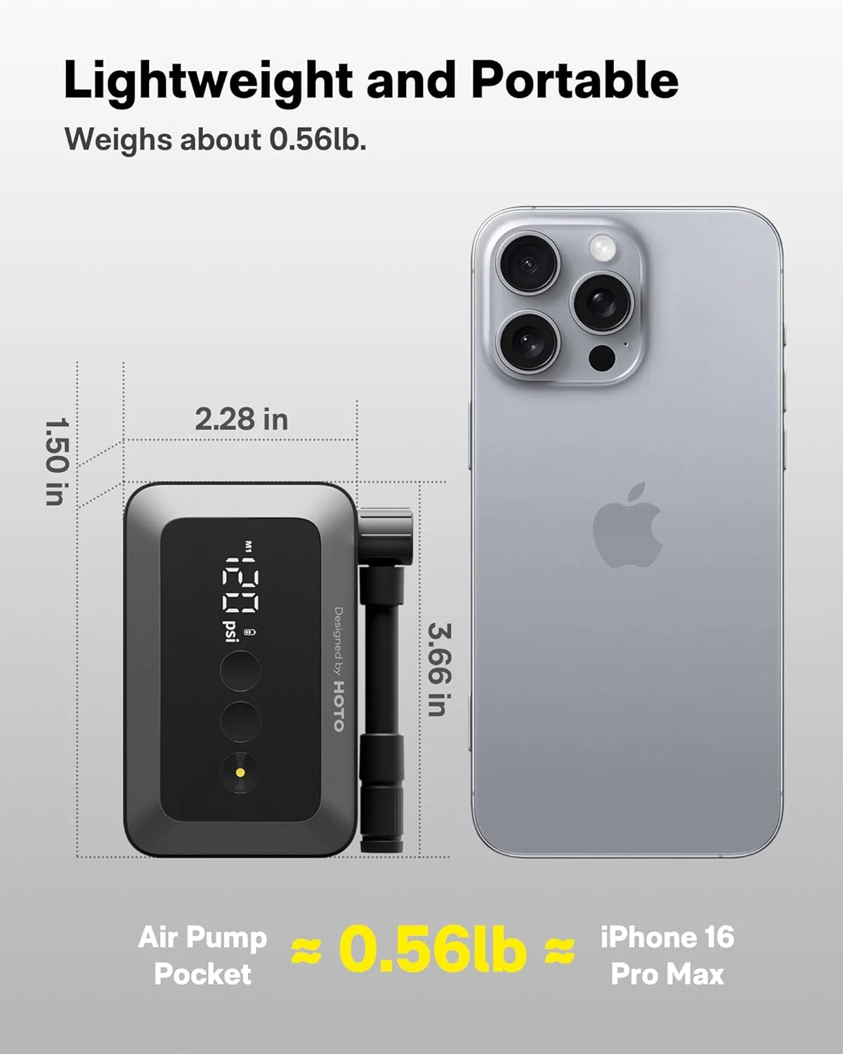 پمپ باد مینی دوچرخه HOTO، پمپ دوچرخه با قابلیت باد کردن سریع در 25 ثانیه به همراه گیج، پمپ باد برقی قابل حمل 150PSI با والف پرستا و شرادر برای دوچرخه جاده، موتورسیکلت، دوچرخه کوهستان، ماشین، توپ ورزشی