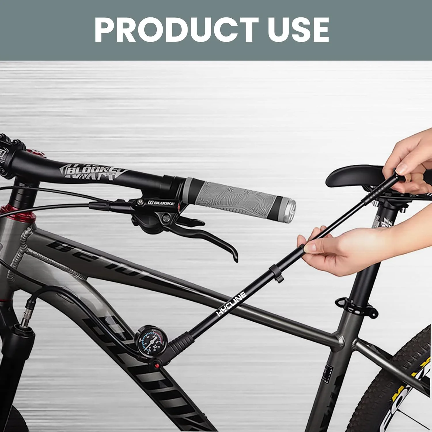 تلمبه شوک هایکلین برای دوچرخه کوهستان، فشار بالا 300 PSI برای دوشاخ جلو و کمک فنر عقب دوچرخه با گیج، مناسب برای والف های شرادر و پرستا