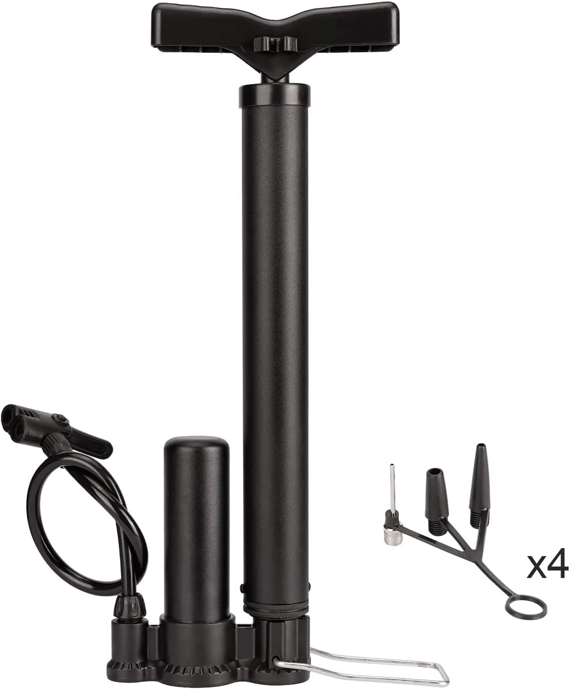 تلمبه دوچرخه قابل حمل، تلمبه باد لاستیک دوچرخه با بافر فشار قوی، تلمبه زمینی ارگونومیک دوچرخه، تلمبه باد دوچرخه با سوزن باد سازگار با دریچه های پرستا و شرادر جهانی - حداکثر 130Psi