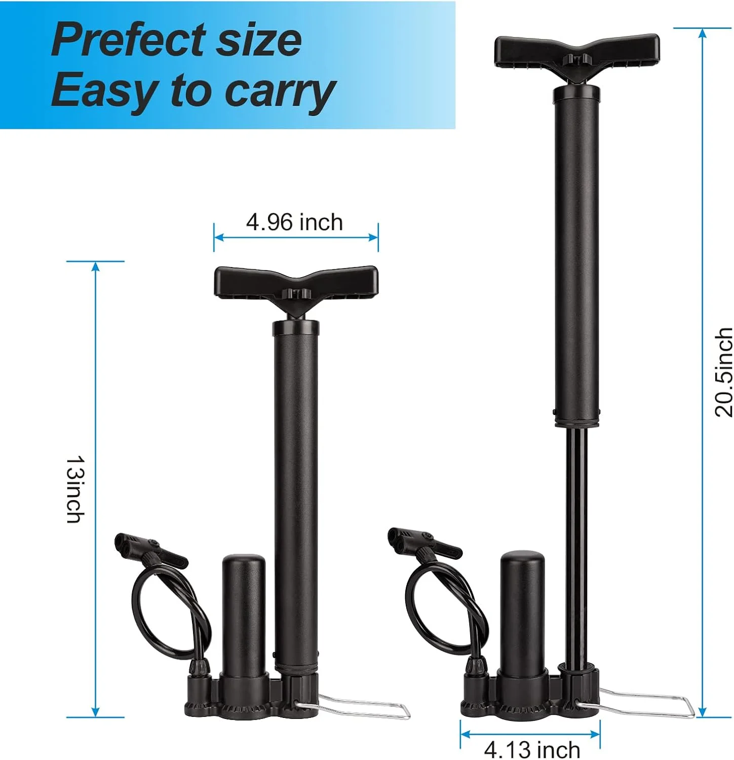 تلمبه دوچرخه قابل حمل، تلمبه باد لاستیک دوچرخه با بافر فشار قوی، تلمبه زمینی ارگونومیک دوچرخه، تلمبه باد دوچرخه با سوزن باد سازگار با دریچه های پرستا و شرادر جهانی - حداکثر 130Psi تلمبه دوچرخه قابل حمل، تلمبه باد لاستیک دوچرخه با بافر فشار قوی، تلمبه زمینی ارگونومیک دوچرخه، تلمبه باد دوچرخه با سوزن باد سازگار با دریچه های پرستا و شرادر جهانی - حداکثر 130Psi