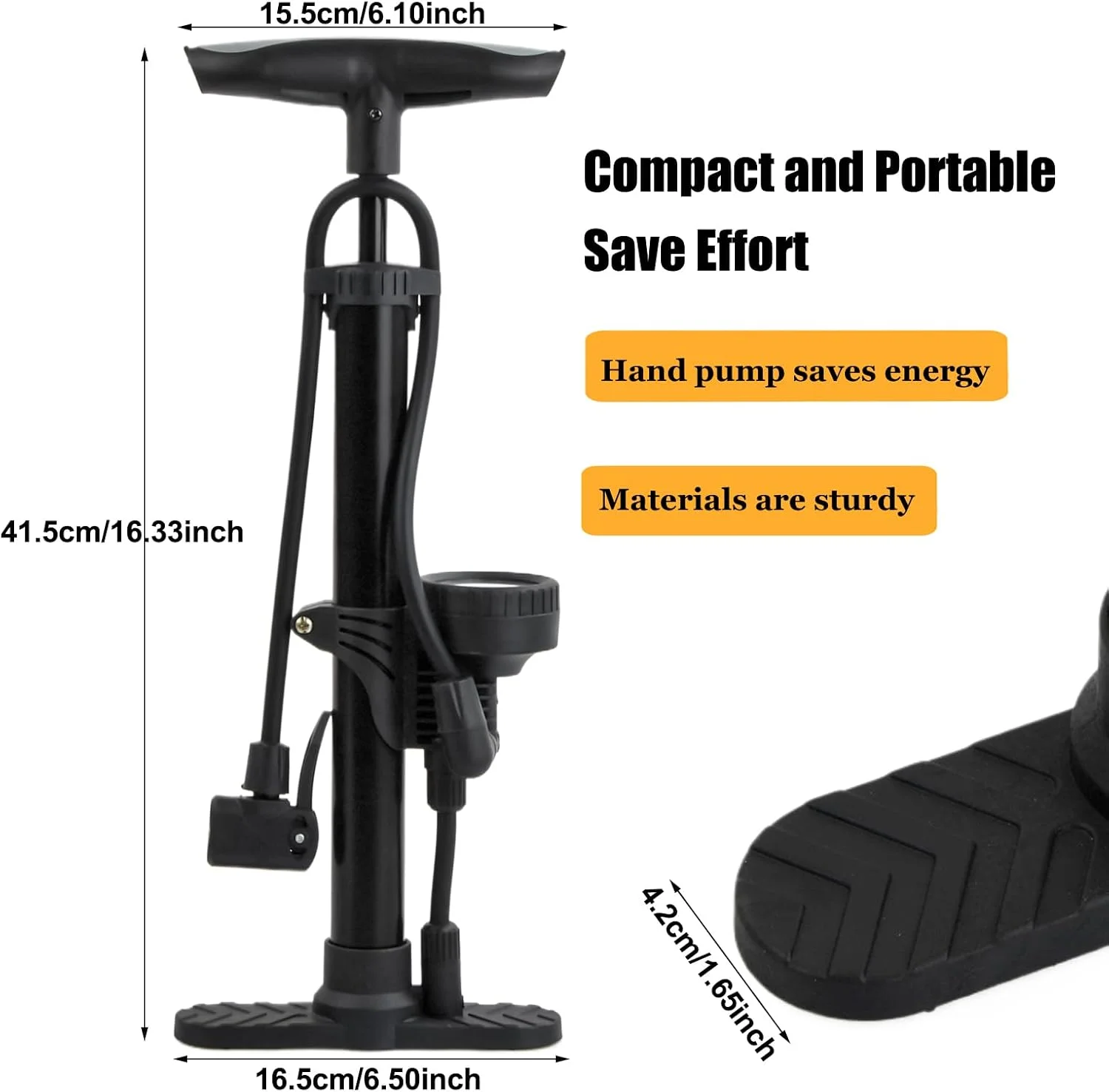 تلمبه پایی دوچرخه با فشارسنج، ۱۱ بار/۱۶۰ پی‌اس‌آی، تلمبه باد دوچرخه با والف‌های پرستا و شرادر برای دوچرخه جاده، ام‌تی‌بی، دوچرخه برقی، دوچرخه توریستی، توپ