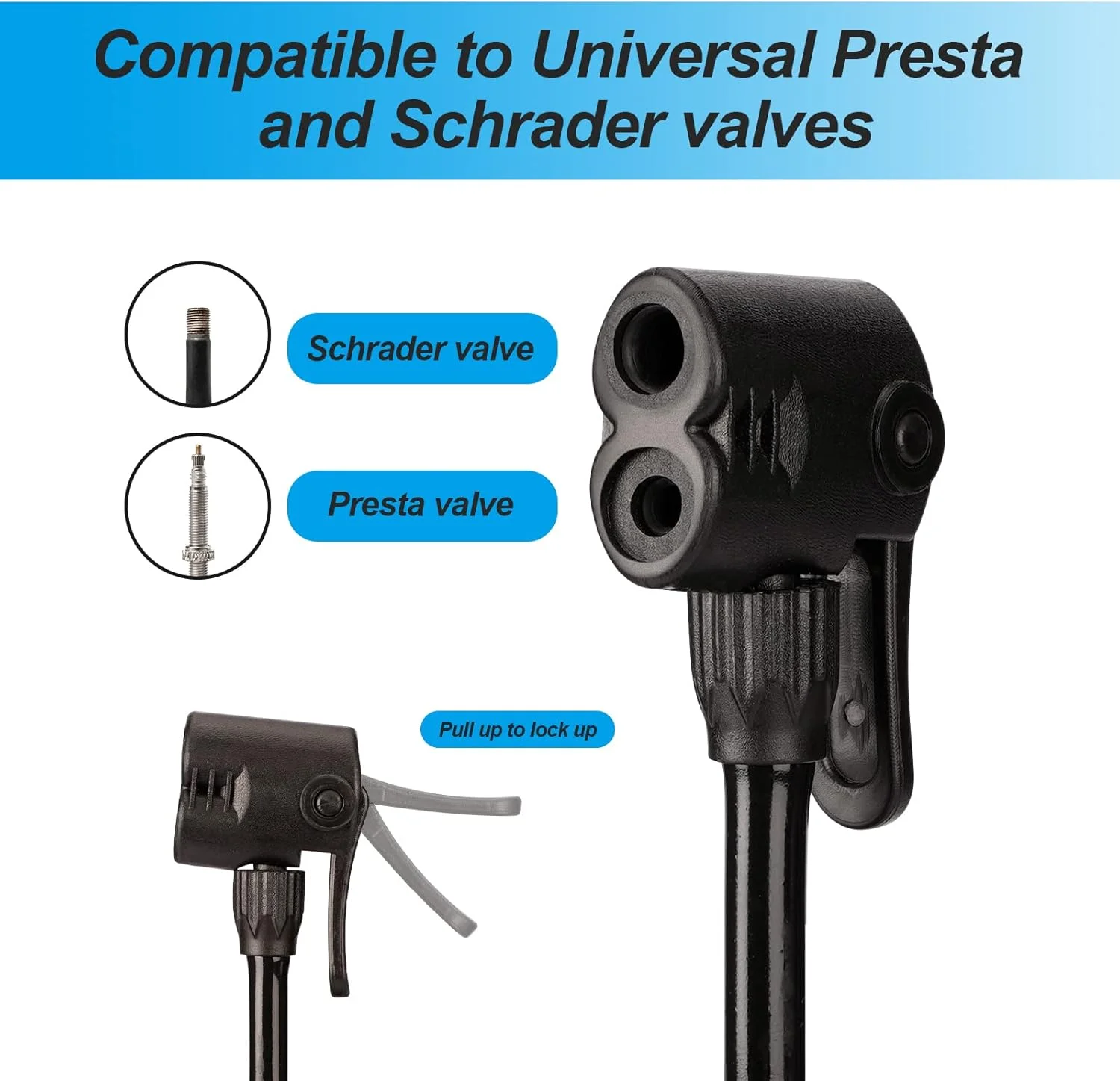 تلمبه دوچرخه قابل حمل، تلمبه باد لاستیک دوچرخه با بافر فشار قوی، تلمبه زمینی ارگونومیک دوچرخه، تلمبه باد دوچرخه با سوزن باد سازگار با دریچه های پرستا و شرادر جهانی - حداکثر 130Psi تلمبه دوچرخه قابل حمل، تلمبه باد لاستیک دوچرخه با بافر فشار قوی، تلمبه زمینی ارگونومیک دوچرخه، تلمبه باد دوچرخه با سوزن باد سازگار با دریچه های پرستا و شرادر جهانی - حداکثر 130Psi