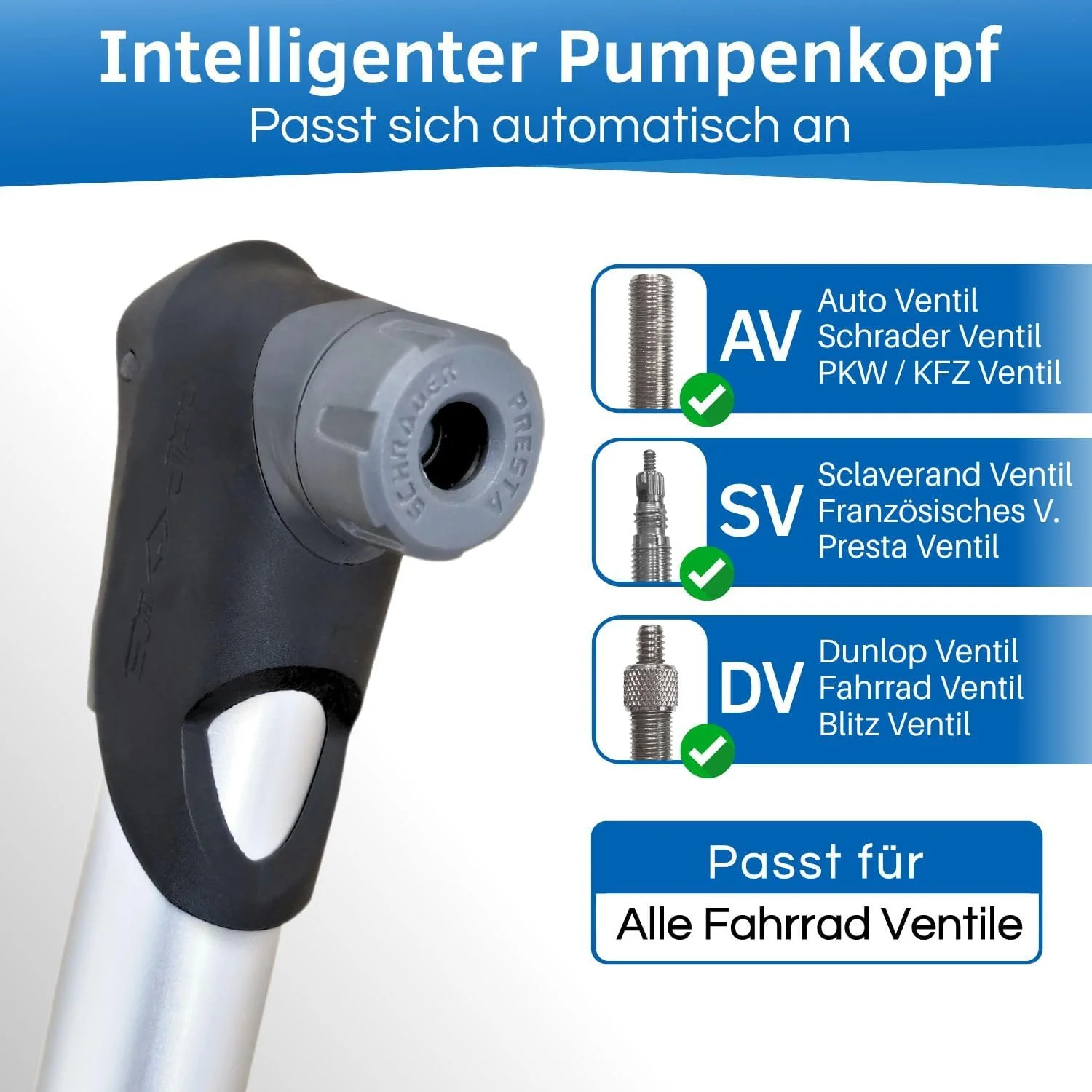 تلمبه مینی دوچرخه HiLo sports برای همه دریچه‌ها [سر تلمبه هوشمند] - تغییر خودکار دریچه - تلمبه هوای مینی 6 بار - تلمبه کوچک دوچرخه با براکت و پیچ‌های قاب