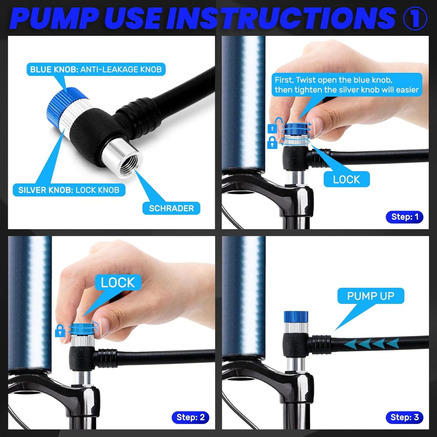 تلمبه شوک فشار قوی: تلمبه بادی شوک دوچرخه با گیج 400 PSI برای دوشاخ و سیستم تعلیق عقب دوچرخه، تلمبه کوچک دوچرخه کوهستان مناسب برای دریچه شرادر