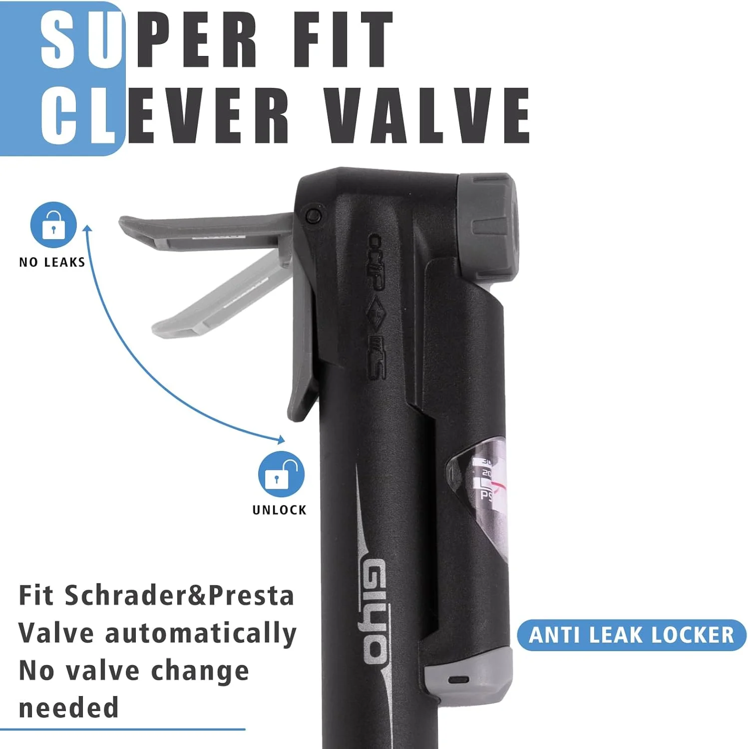 تلمبه مینی دوچرخه GIYO، تلمبه دوچرخه قابل حمل و جمع و جور با فشارسنج، کیت تعمیر تایر، مناسب برای نصب روی بدنه Presta & Schrader برای دوچرخه سواری جاده، کوهستان و BMX، تلمبه توپ با سوزن 120 PSI