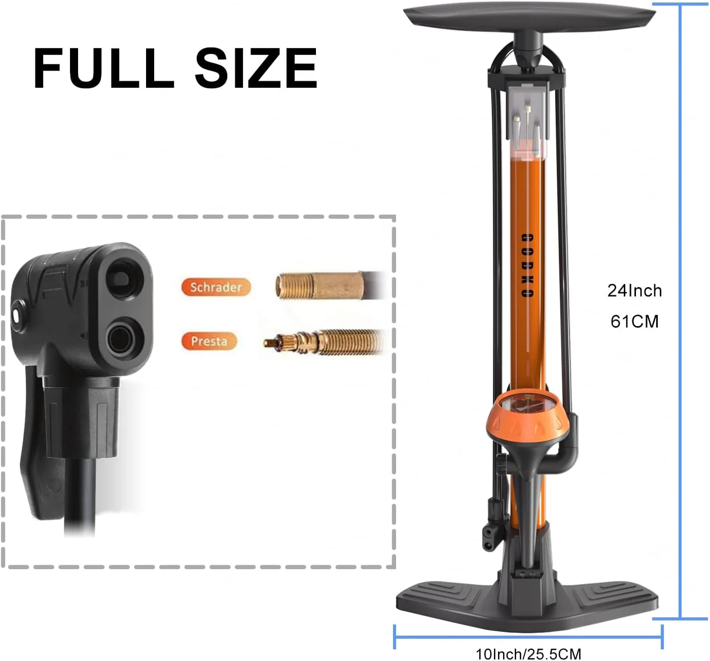 تلمبه ایستاده دوچرخه GOBKO با درجه، تلمبه دوچرخه با سری پرستا و شرادر، تلمبه هوای چند منظوره برای دوچرخه کورسی، دوچرخه کوهستان، توپ های ورزشی، فشار بالا 160Psi و 11Bar تلمبه ایستاده دوچرخه GOBKO با درجه، تلمبه دوچرخه با سری پرستا و شرادر، تلمبه هوای چند منظوره برای دوچرخه کورسی، دوچرخه کوهستان، توپ های ورزشی، فشار بالا 160Psi و 11Bar