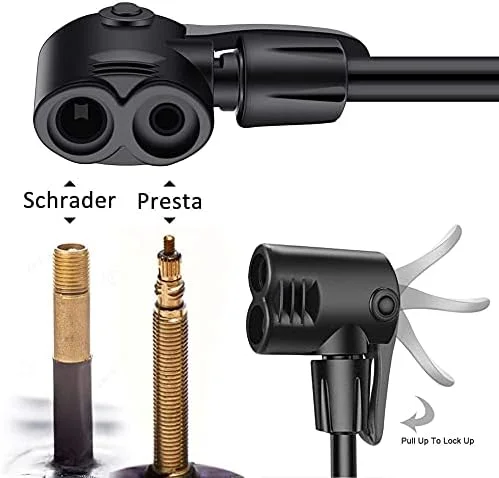 تلمبه پایی دوچرخه GOBKO با درجه فشار، مناسب برای والف های پرستا و شرادر، فشار بالا 170Psi، تلمبه هوای چند منظوره قابل حمل برای دوچرخه های جاده، کوهستان و توپ های ورزشی