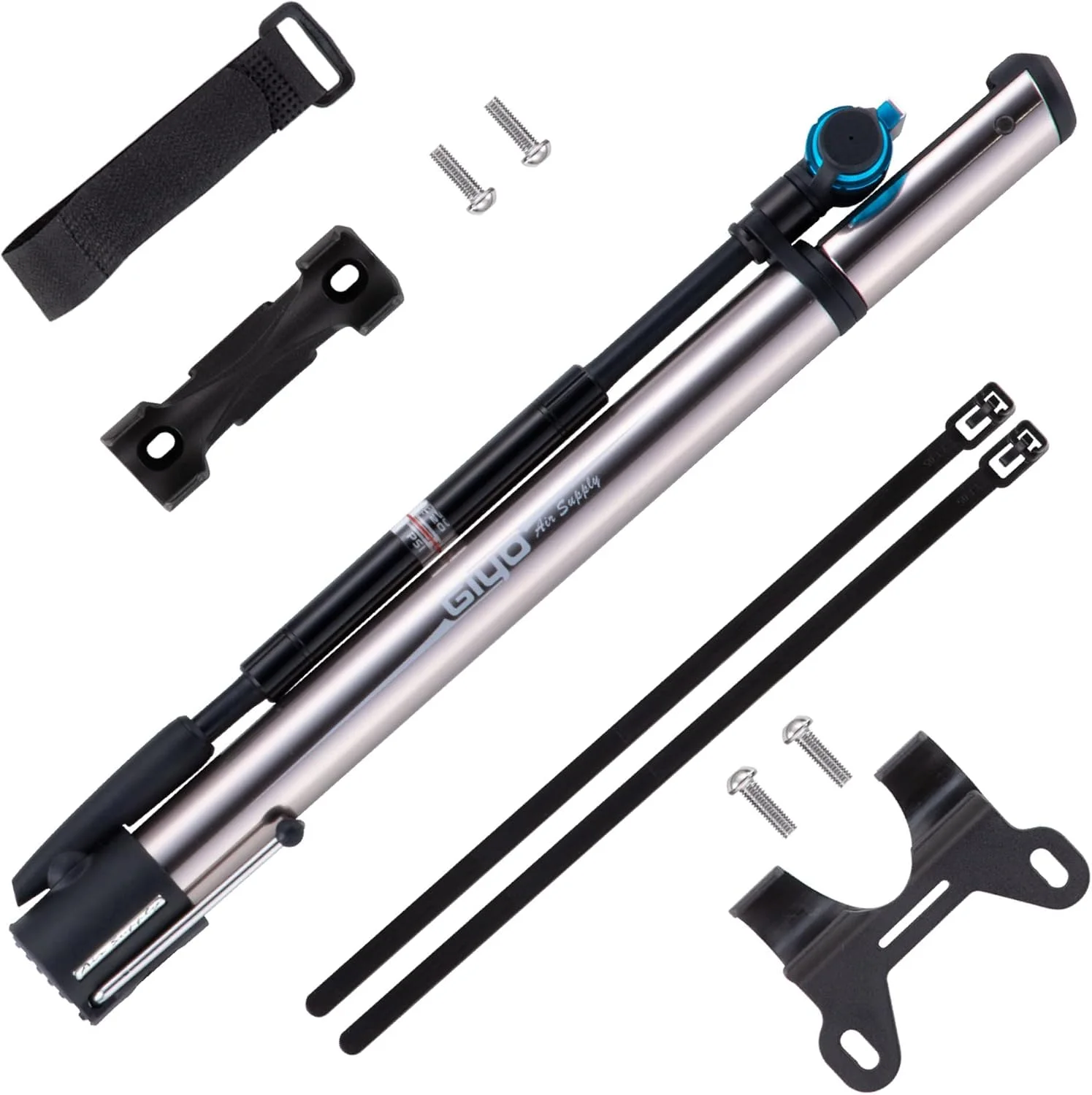 پمپ دوچرخه دقیق GIYO GM741 با درجه فشار - پمپ زمینی قابل حمل، بادوام و سبک برای دوچرخههای کوهستانی و جادهای، 140 PSI، سازگاری با دریچه جهانی پمپ دوچرخه دقیق GIYO GM741 با درجه فشار - پمپ زمینی قابل حمل، بادوام و سبک برای دوچرخههای کوهستانی و جادهای، 140 PSI، سازگاری با دریچه جهانی