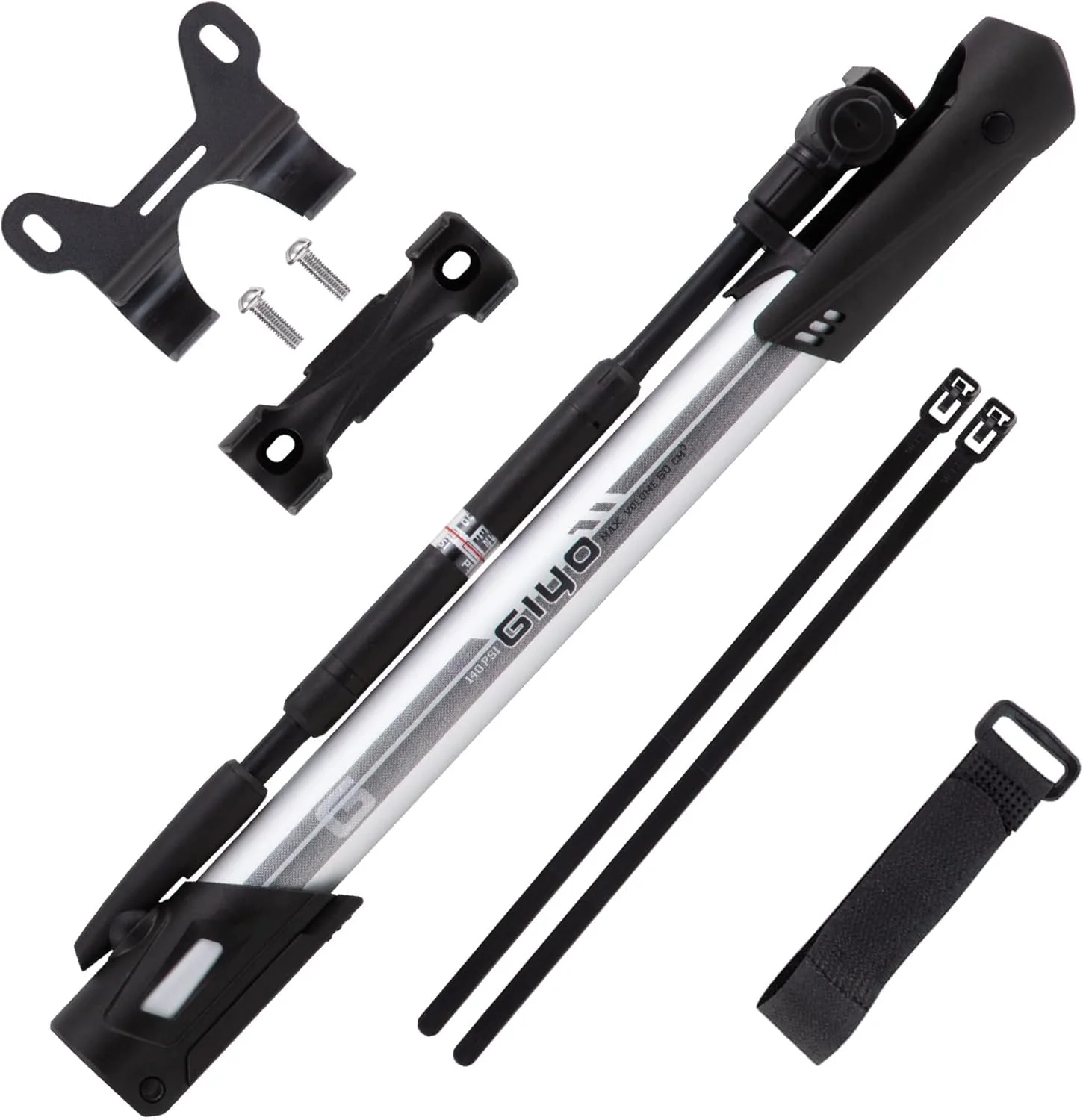 تلمبه پایی کوچک دوچرخه GIYO با درجه فشار، تلمبه تایر قابل حمل و سبک وزن، آلومینیومی با حجم پمپاژ بالا، نصب روی بدنه، ساخت تایوان (GM-641) تلمبه پایی کوچک دوچرخه GIYO با درجه فشار، تلمبه تایر قابل حمل و سبک وزن، آلومینیومی با حجم پمپاژ بالا، نصب روی بدنه، ساخت تایوان (GM-641)