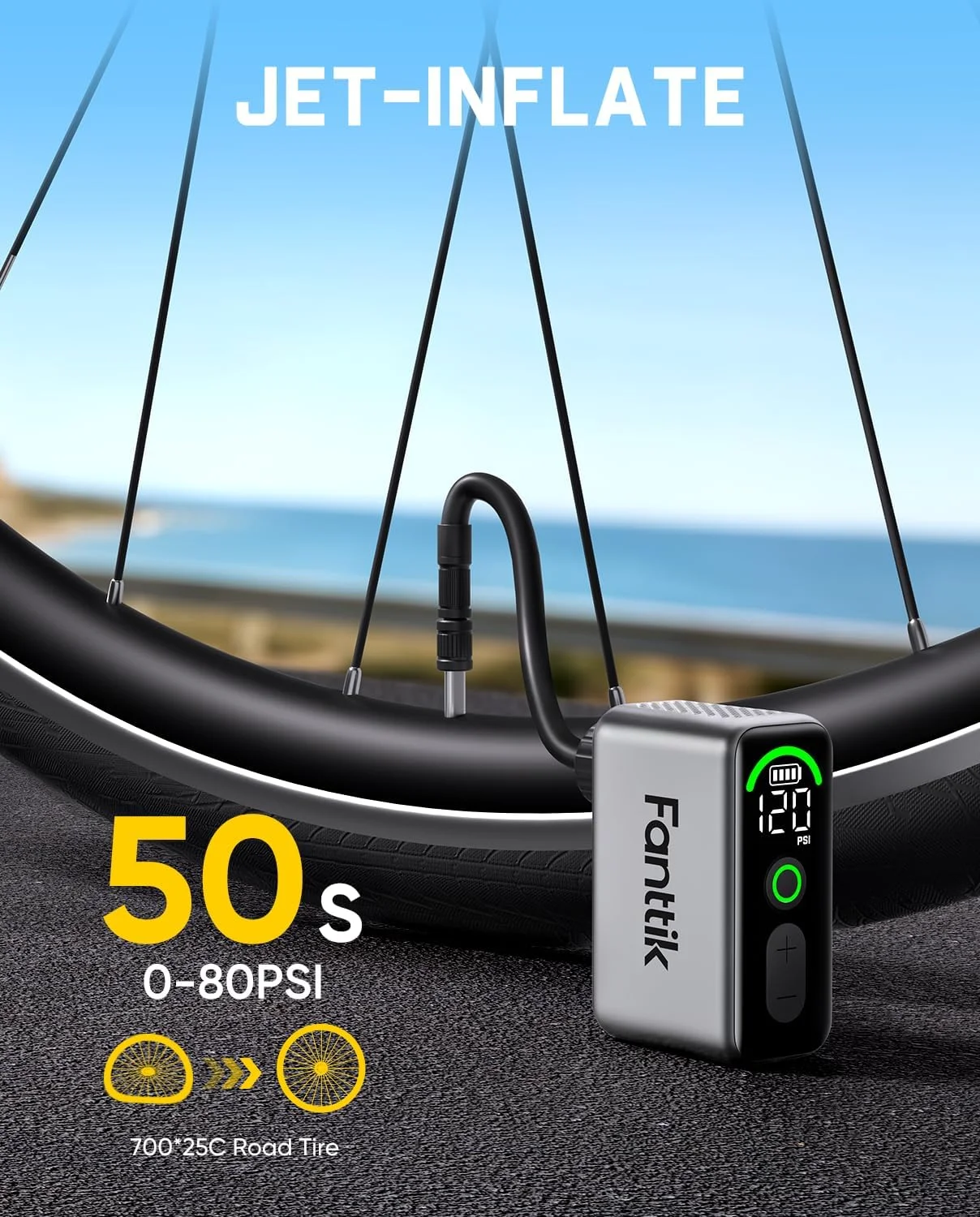 پمپ باد کوچک دوچرخه Fanttik X10 Ace، پمپ هوای فشرده 120 PSI با دریچه های پرستا و شرادر، پمپ دوچرخه با باد سریع برای دوچرخه های جاده ای پمپ باد کوچک دوچرخه Fanttik X10 Ace، پمپ هوای فشرده 120 PSI با دریچه های پرستا و شرادر، پمپ دوچرخه با باد سریع برای دوچرخه های جاده ای