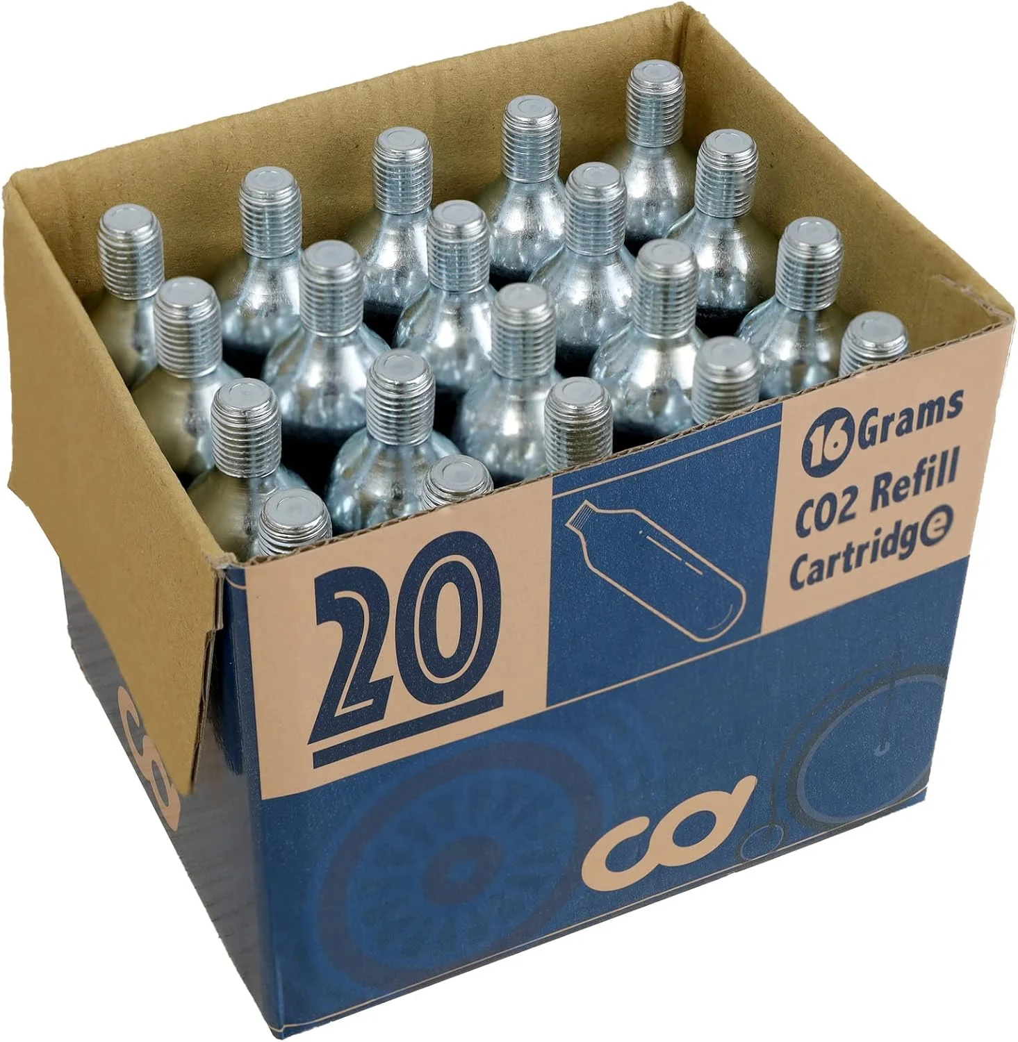 کپسول های CO2 رزوه ای CyclingDeal با وزن 16 یا 25 گرم برای پمپ دوچرخه - مناسب برای پر کردن لاستیک دوچرخه های کوهستانی یا جاده ای - 16 گرم رزوه ای، بسته 20 عددی