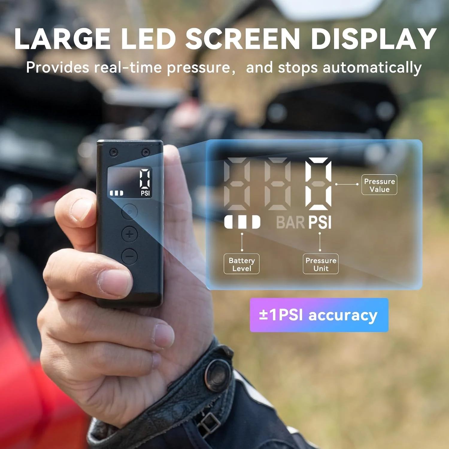 پمپ کوچک CYCPLUS AS2 Pro Max با درجه فشار، پمپ باد بی سیم دوچرخه تا 120 PSI، توقف خودکار، با والف های پرستا و شرادر برای ماشین، موتور سیکلت، دوچرخه و توپ (نسخه به روز شده 2025)