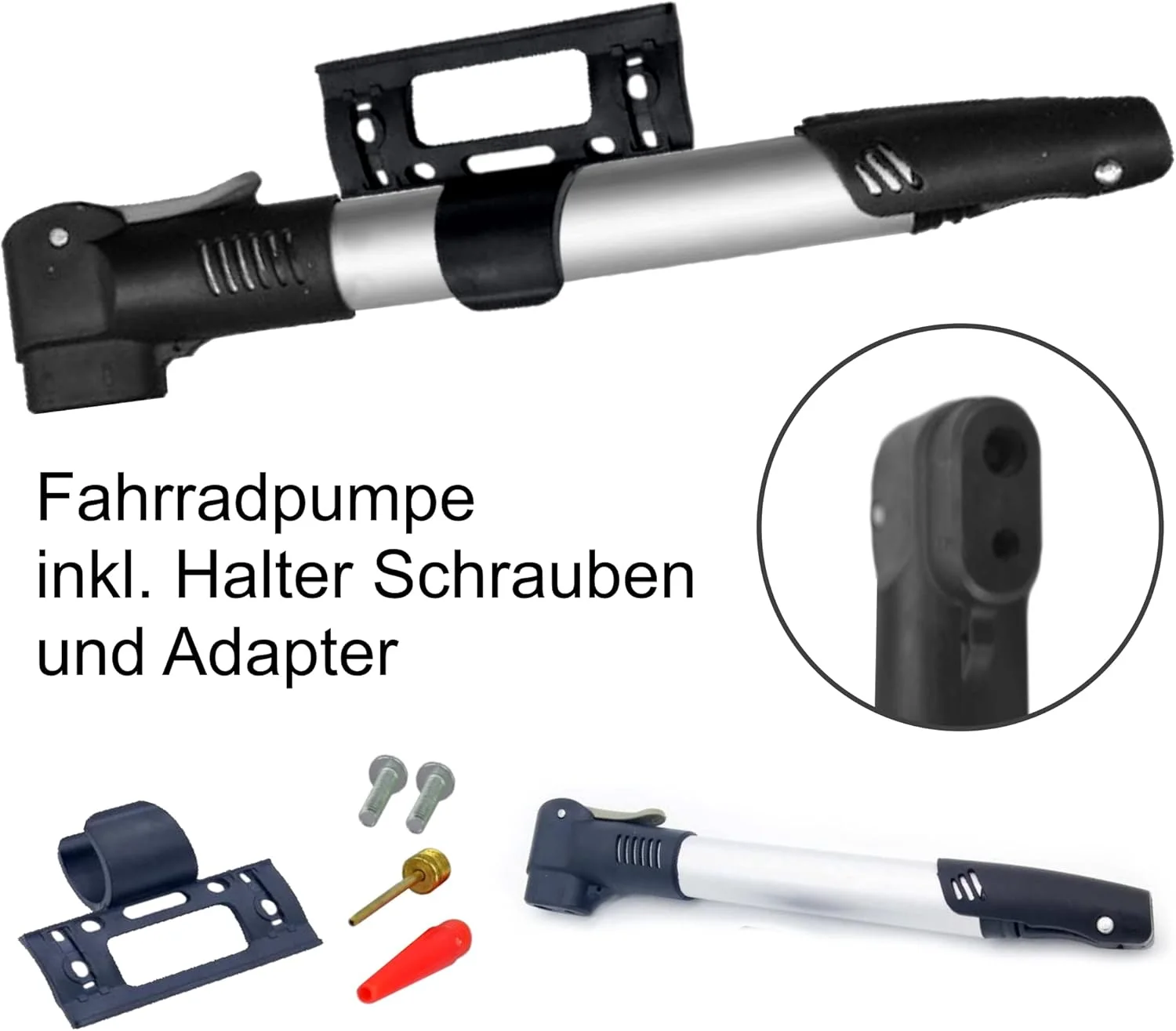 تلمبه دوچرخه، تلمبه باد مناسب برای تمام والف ها، قابل حمل، 100 PSI معادل 6.9 بار، به همراه بست، سوزن توپ و نازل هوا، 28 سانتی متر. ایده آل برای دوچرخه های جاده، کوهستان، BMX، سایکلوکراس، دوچرخه های هیبریدی، کالسکه، توپ و ساحل