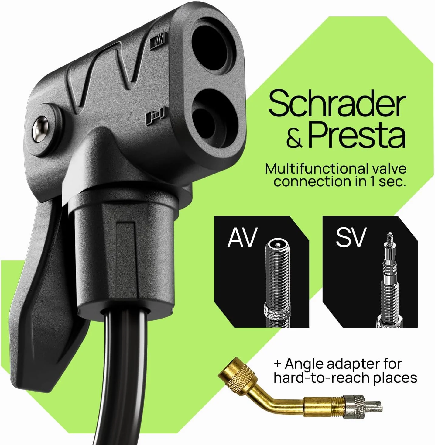 تلمبه پایی دوچرخه، تلمبه پیشرفته باد لاستیک دوچرخه، تلمبه دستی دوچرخه با دریچه های دوگانه پرستا و شرادر، تلمبه دستی، مناسب برای دوچرخه های جاده ای و کوهستانی، کالسکه بچه، توپ