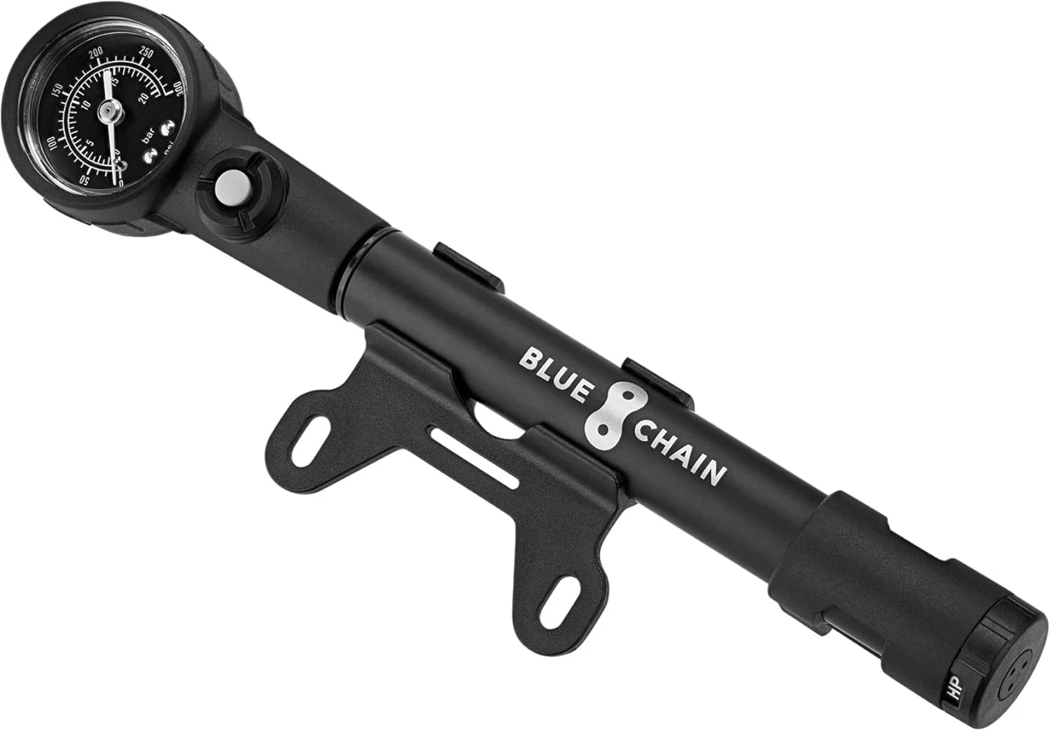 تلمبه شوک فشار قوی و حجم بالای BLUECHAIN® 20 بار (300 psi) / تلمبه دستی دوچرخه با درجه فشار / تلمبه هوای کوچک دوچرخه برای دوشاخ های تعلیق، دمپرها و تایرها