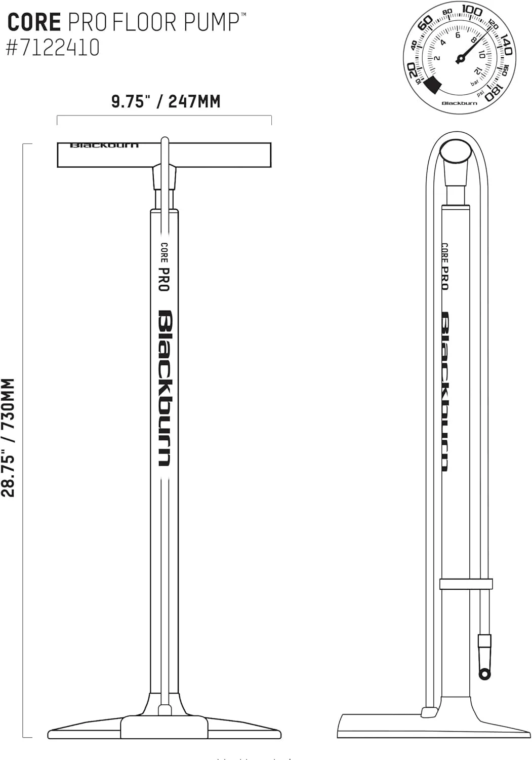تلمبه زمینی دوچرخه بلکبرن مدل Core تلمبه زمینی دوچرخه بلکبرن مدل Core