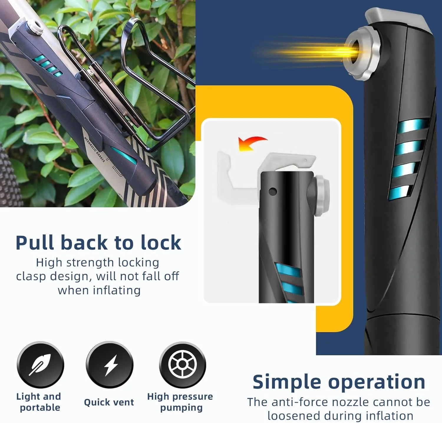 تلمبه دوچرخه - تلمبه دوچرخه جمع و جور و سبک با سوزن توپ - ابزار بادی قابل حمل برای والف های پرستا و شرادر - لوازم جانبی و تجهیزات ضروری دوچرخه تلمبه دوچرخه - تلمبه دوچرخه جمع و جور و سبک با سوزن توپ - ابزار بادی قابل حمل برای والف های پرستا و شرادر - لوازم جانبی و تجهیزات ضروری دوچرخه