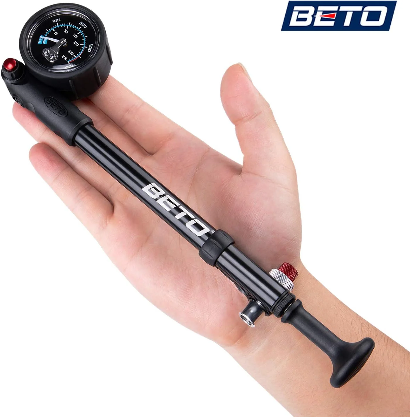 تلمبه شوک فشار قوی BETO - (حداکثر 400 PSI) تلمبه شوک دوچرخه کوهستان برای دوشاخ و سیستم تعلیق عقب با شیر Schrader بدون نشتی