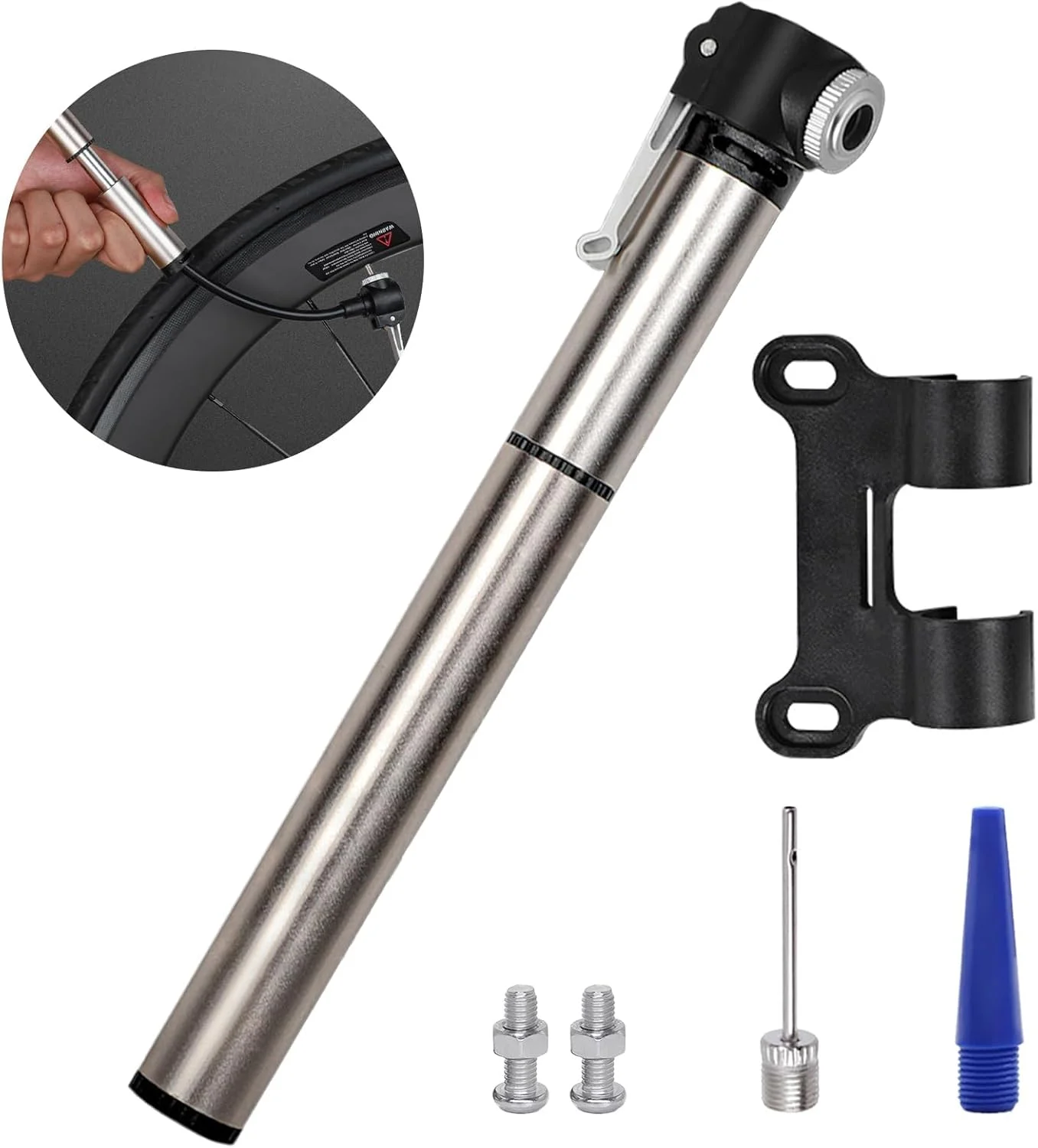 تلمبه دوچرخه، تلمبه مینی دوچرخه، تلمبه تایر دوچرخه قابل حمل آلیاژی، تلمبه دوچرخه آلیاژ آلومینیوم برای والف پرستا و شرادر، دوچرخه کوهستانی و جاده