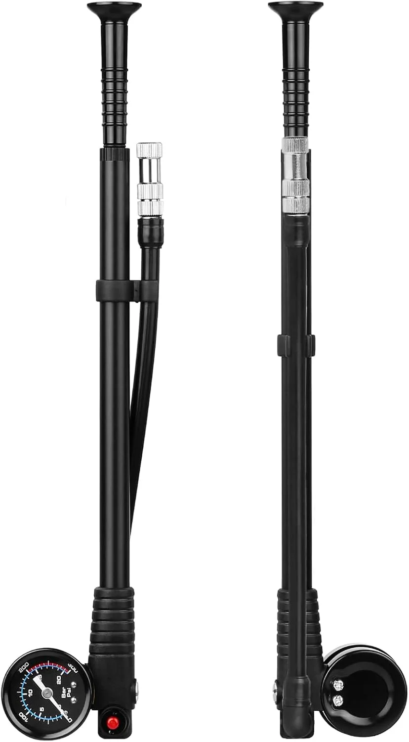 تلمبه شوک دوچرخه، تلمبه هوای فشار قوی 300 PSI با گیج برای دوشاخ جلو و عقب دوچرخه، کمک فنر، MTB