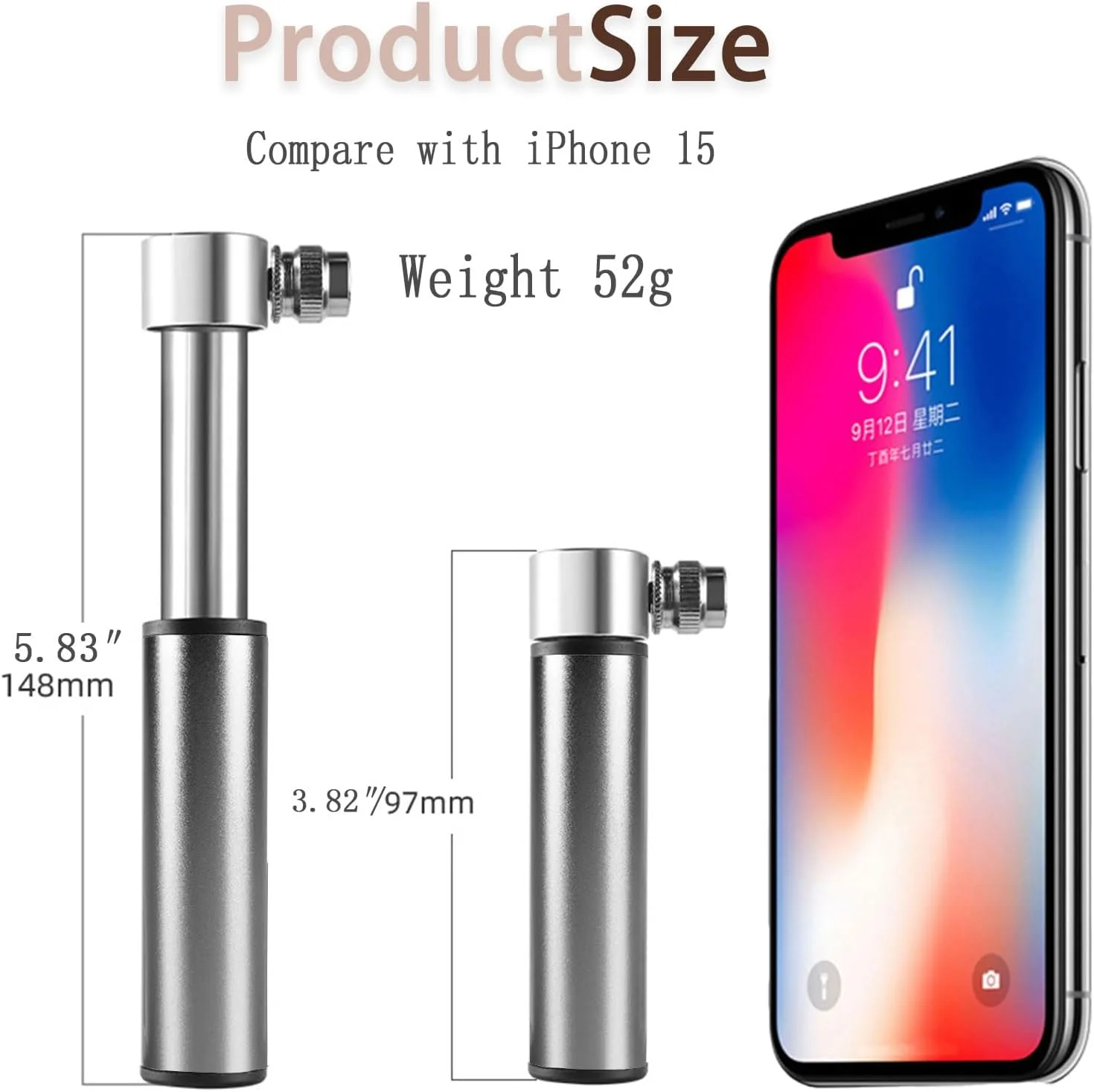 تلمبه مینی دوچرخه - تلمبه آلومینیومی دوچرخه، تلمبه دستی 12 سانتی‌متری برای والف‌های پرستا و شرادر، تلمبه باد سریع و قابل حمل مینی - تلمبه کوچک دوچرخه