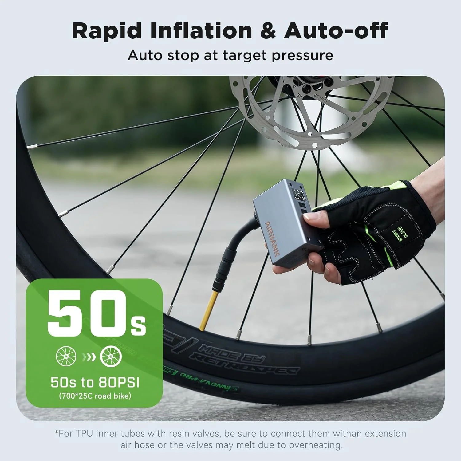 پمپ باد مینی دوچرخه AIRBANK با درجه فشار، پمپ باد برقی قابل حمل 120 PSI Pocket 2 PRO قابل شارژ برای دوچرخه جاده، دوچرخه کوهستان و توپ های ورزشی برای والف شرادر و پرستا