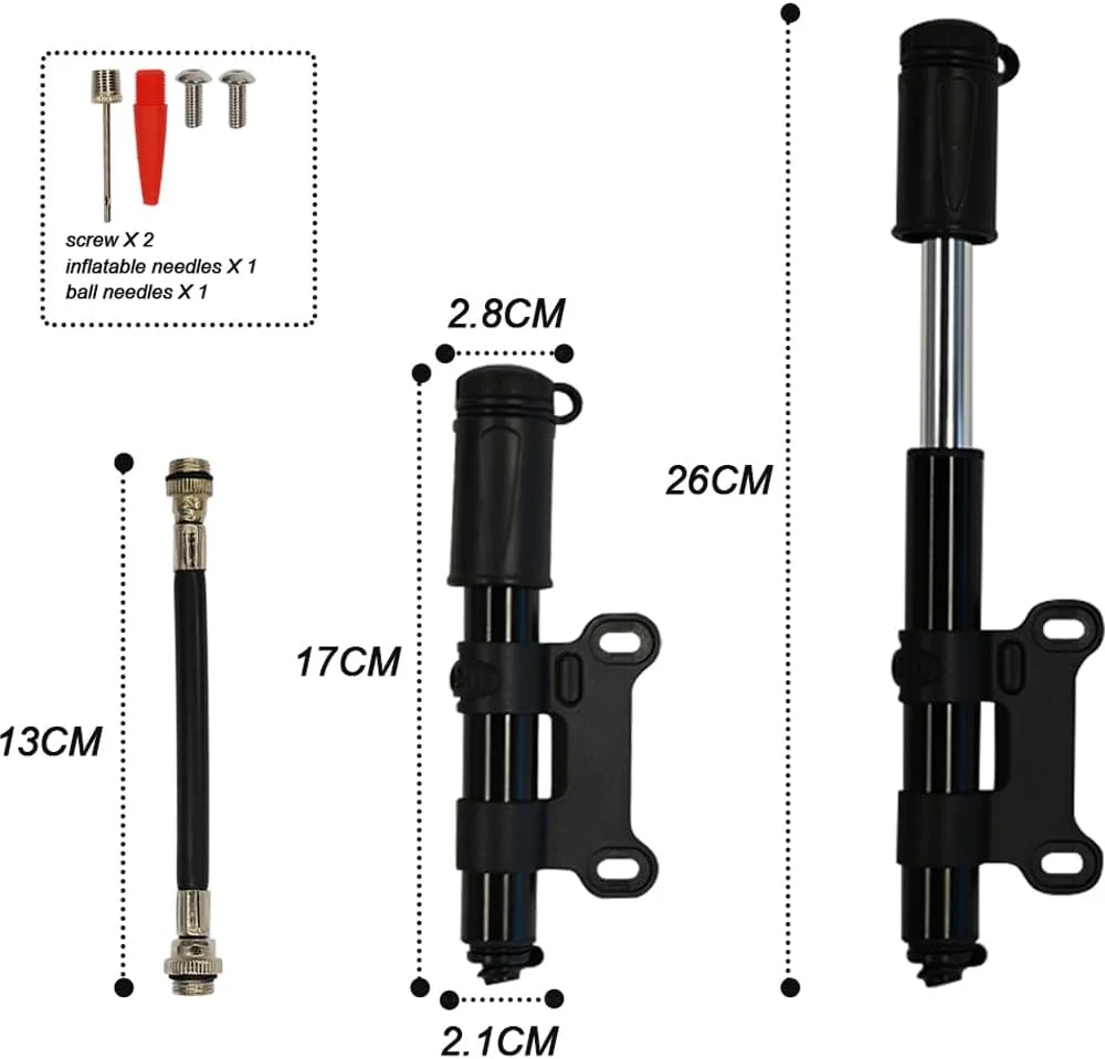 پمپ باد قابل حمل آلیاژ آلومینیوم Armo© برای دوچرخه، تایر و توپ پمپ باد قابل حمل آلیاژ آلومینیوم Armo© برای دوچرخه، تایر و توپ