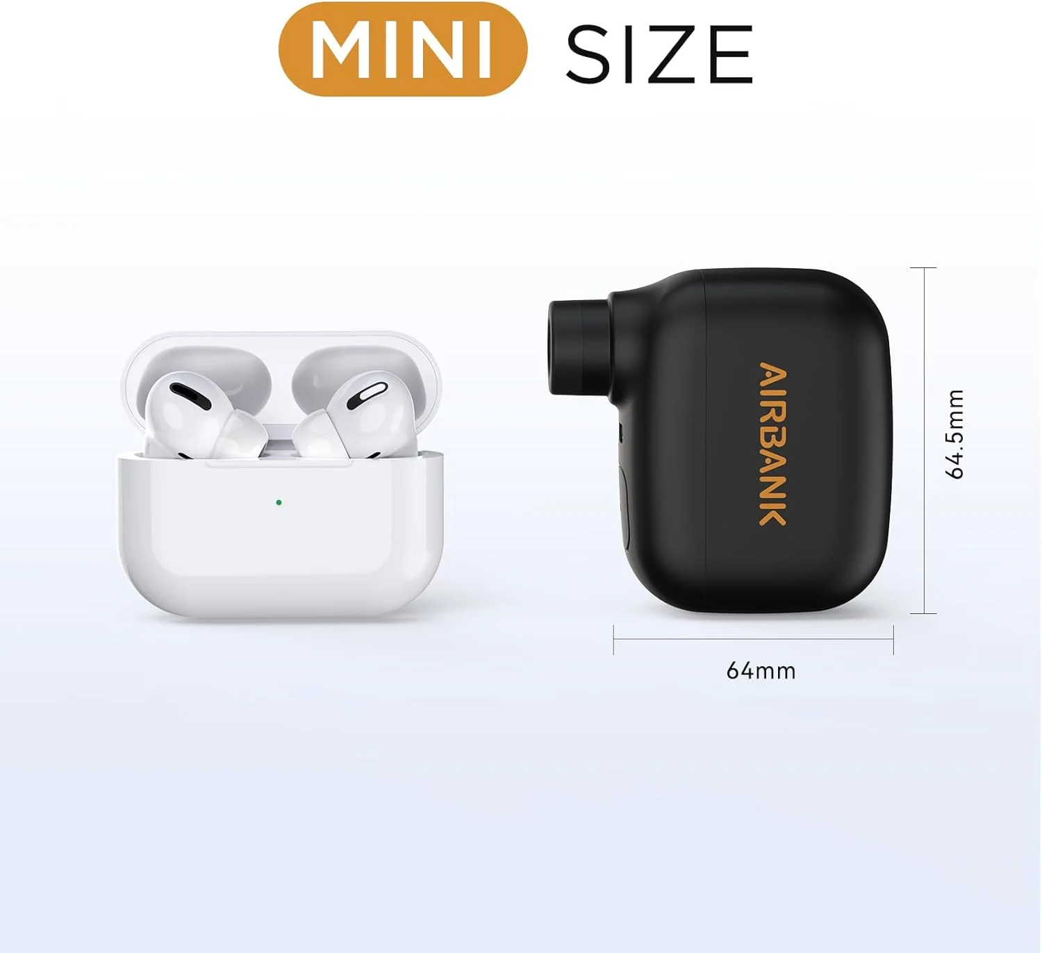 پمپ باد کوچک دوچرخه ایربانک مدل Pocket SE، پمپ باد برقی 100 PSI برای دوچرخه‌های کورسی، پمپ باد قابل حمل دوچرخه، پرکننده لاستیک دوچرخه برای والف شرادر و پرستا با باتری قابل شارژ