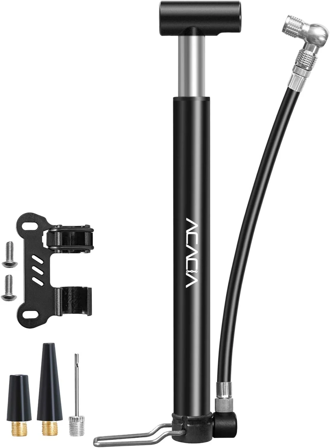 تلمبه مینی دوچرخه آکاسیا مناسب برای والف شرادر و پرستا به همراه بست نصب، ۱۳۰ PSI، ۱۰.۲ اینچ