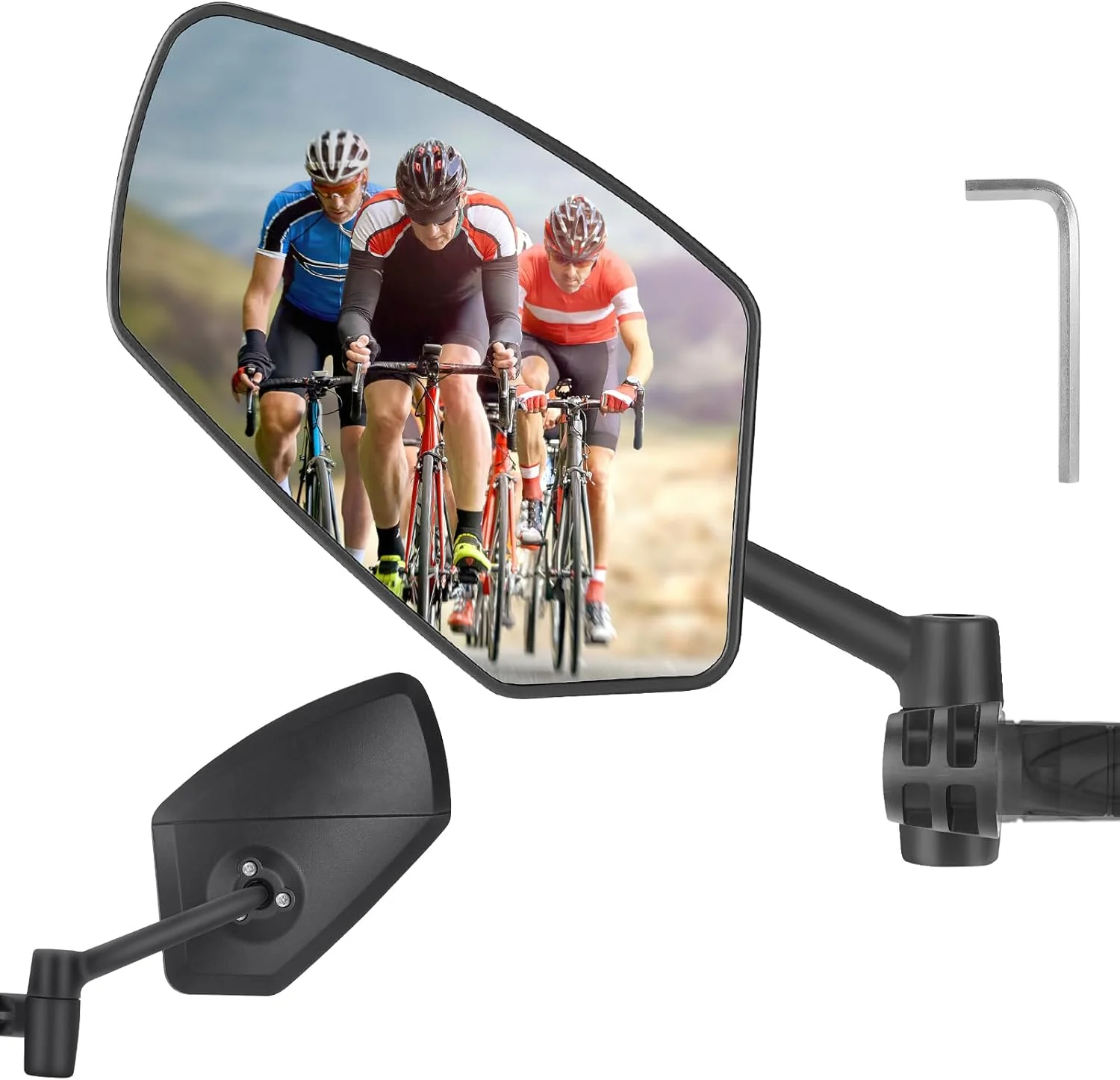 آینه دوچرخه WESTGIRL، ضد ضربه، آینه بزرگ HD، آینه دید عقب، دوچرخه، آینه دوچرخه قابل تنظیم برای دوچرخه های الکترونیکی، آینه انتهای فرمان جهانی (چپ)