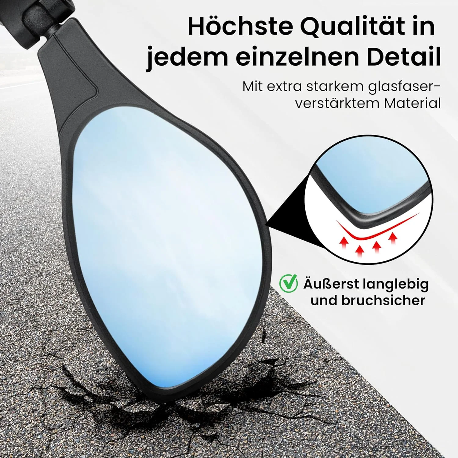 آینه دوچرخه برای فرمان، آینه دید عقب جهانی برای دوچرخه، دوچرخه برقی، ویلچر، دوچرخه کوهستان، آینه 2.2 سمت چپ برای فرمان دوچرخه، بالای و پایین فرمان