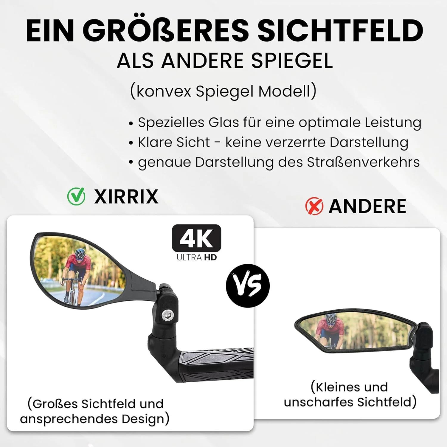 آینه دوچرخه برای فرمان، آینه دید عقب جهانی برای دوچرخه، دوچرخه برقی، ویلچر، دوچرخه کوهستان، آینه 2.2 سمت چپ برای فرمان دوچرخه، بالای و پایین فرمان