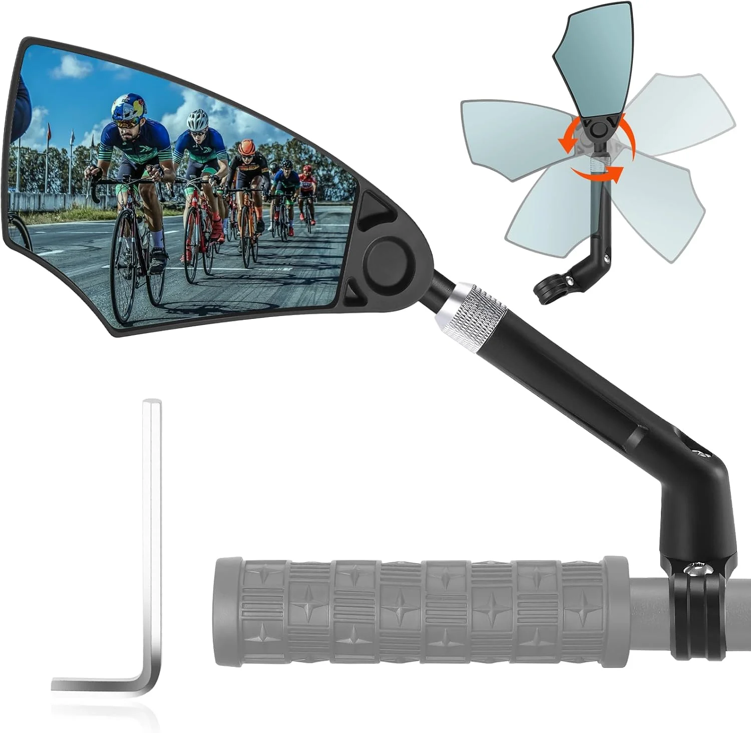 آینه دوچرخه WESTGIRL برای دوچرخه های برقی - آینه دید عقب تاشو برای فرمان های 20-23 میلی متر، جمع شونده و 360 درجه قابل تنظیم - آینه ضد تابش نور برای دوچرخه های برقی MTB (چپ)