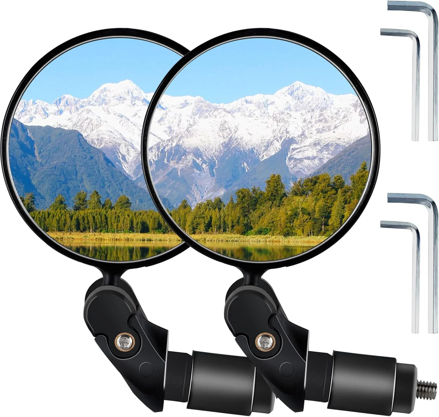 بسته 2 عددی آینه دوچرخه، آینه های دید عقب، ژل چرخشی 360 درجه برای فرمان، 18 میلی متر - 22 میلی متر، آینه HD دوچرخه برای دوچرخه کوهستانی، اسکوتر برقی، دوچرخه های جاده ای (مشکی)