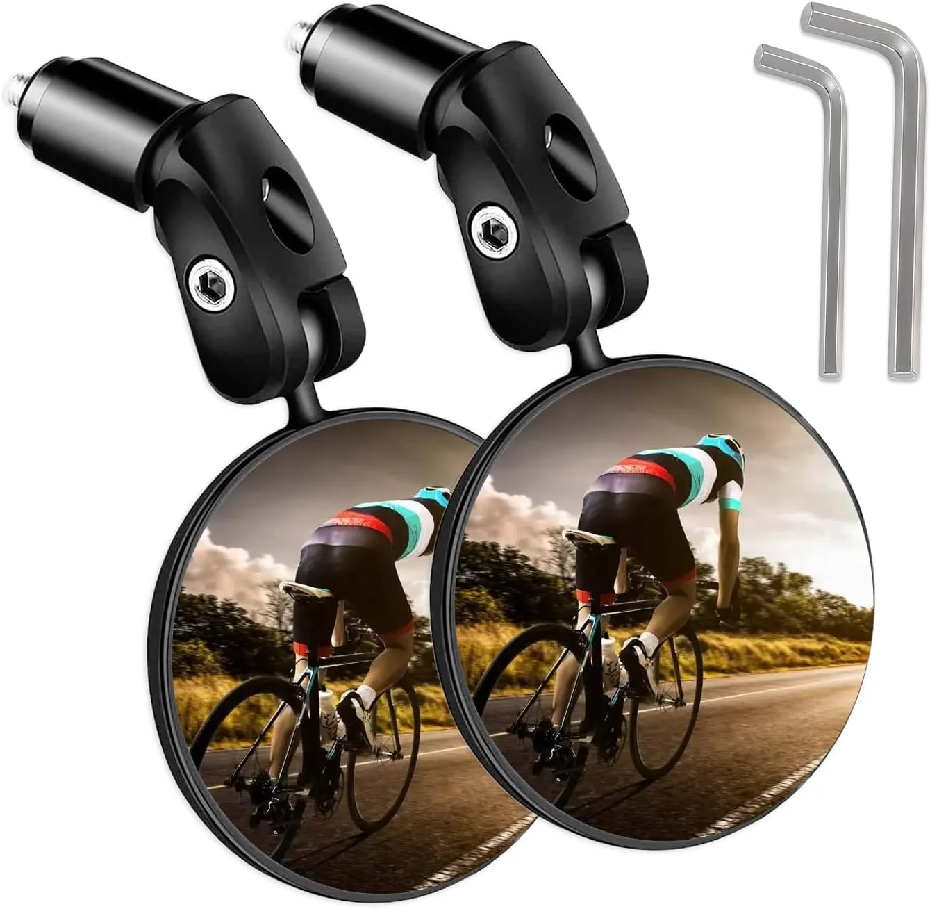 آینه دوچرخه UBRAVE، آینه‌های دوچرخه، HD با قابلیت چرخش 360 درجه، آینه محدب قابل تنظیم با زاویه دید گسترده برای دوچرخه کوهستانی، دوچرخه برقی، اسکیت بورد، ویلچر، موتور گازی - 2 عدد