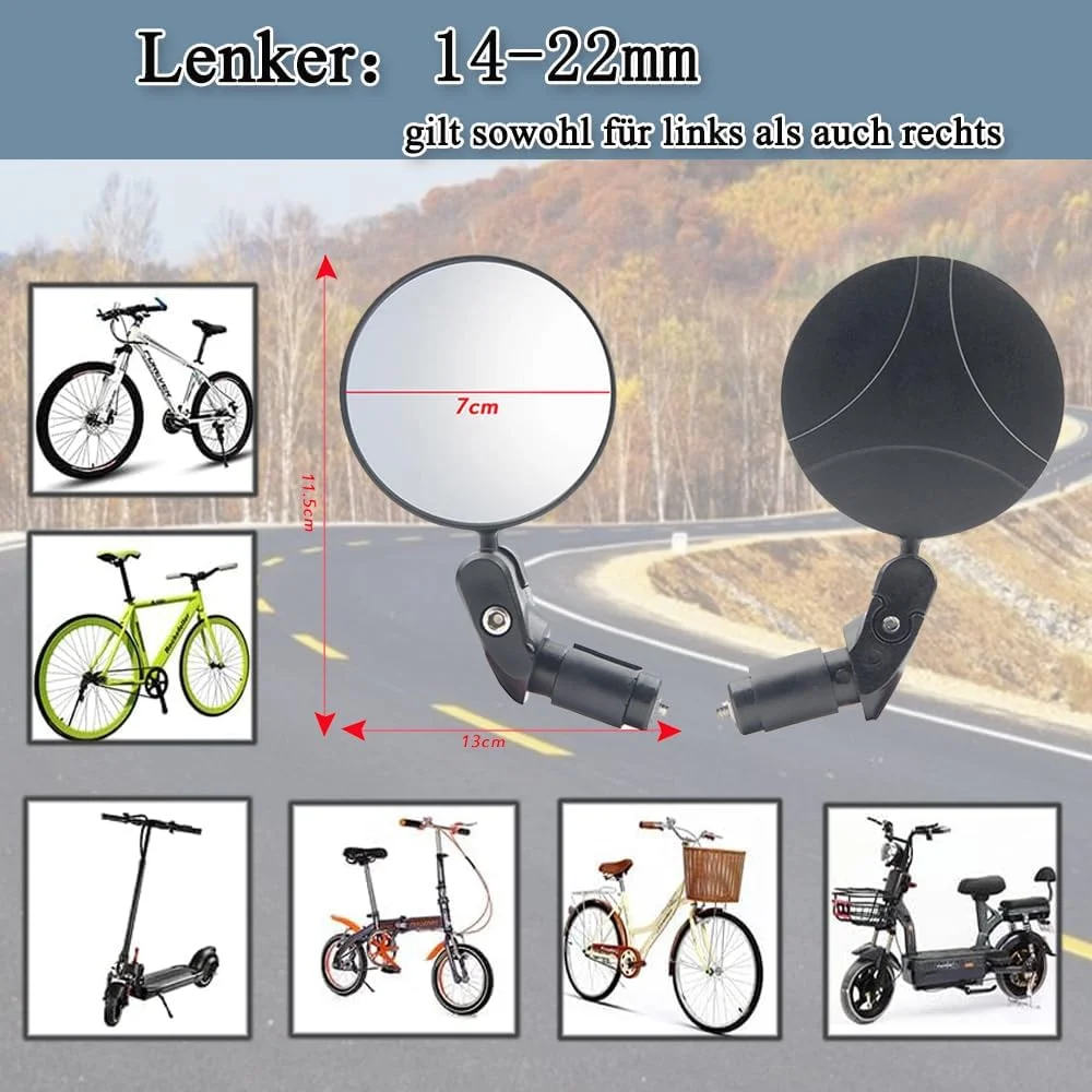 آینه دید عقب دوچرخه Twilight Garage، جهانی، قابل تنظیم 360 درجه، آینه فرمان دوچرخه برای فرمان های 14-22 میلی متر، بسته 2 عددی