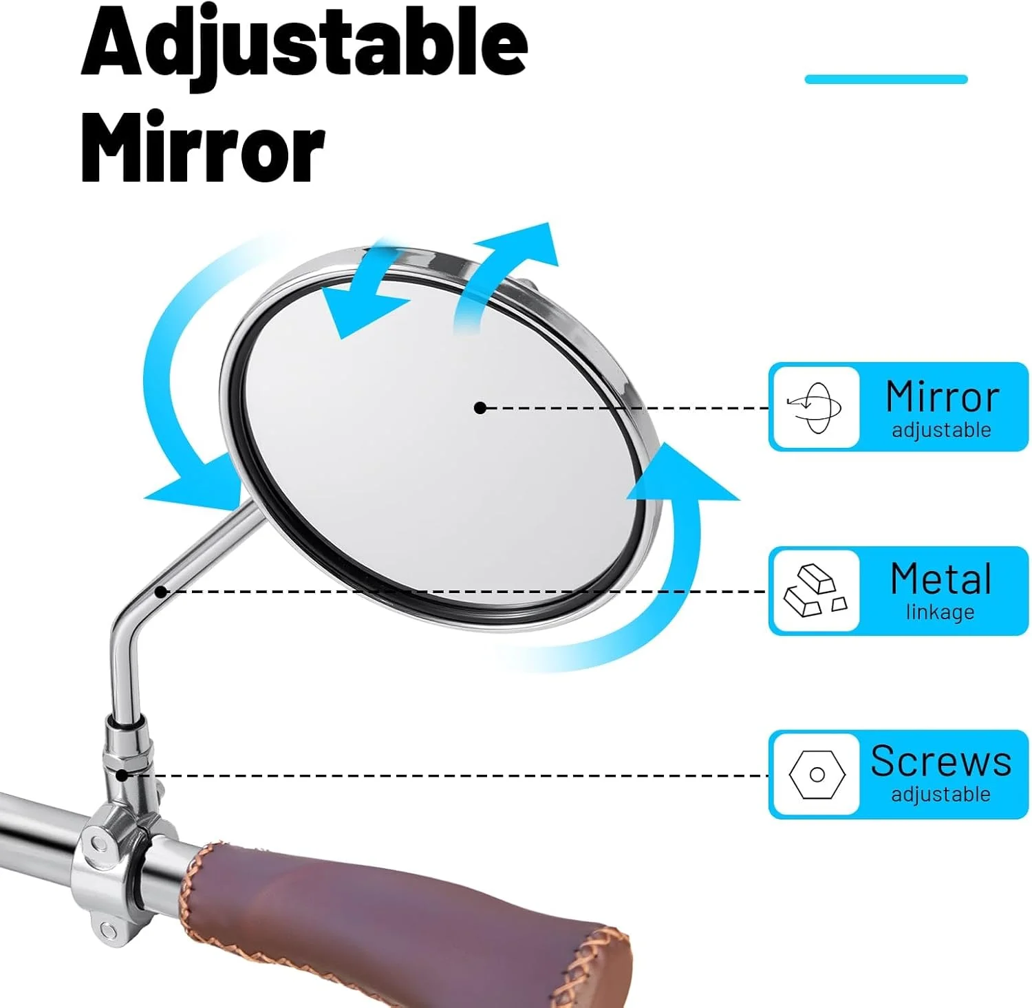 آینه دوچرخه کلاسیک - یک جفت آینه دید عقب فلزی دوچرخه برای فرمان، دوچرخه های کروز، آینه های جانبی دوچرخه برقی، قاب فولادی گالوانیزه برای لوازم جانبی دوچرخه های قدیمی