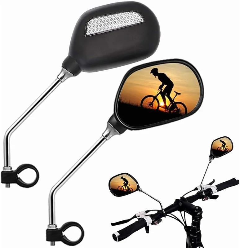 آینه دوچرخه Tazweeq، 2 عدد آینه بزرگ و عریض دوچرخه، زاویه 360 درجه قابل تنظیم برای دوچرخه کوهستانی، جاده و موتور سیکلت