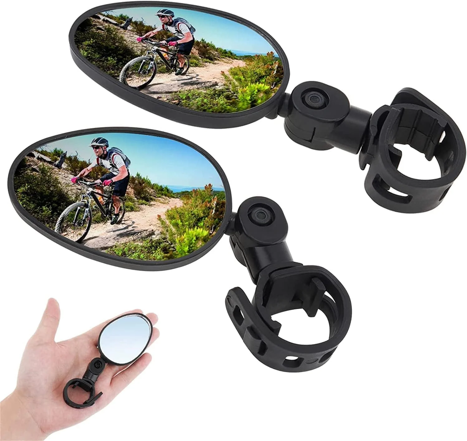آینه دوچرخه 2 عددی، آینه فرمان قابل تنظیم 360 درجه، آینه دید عقب دوچرخه با زاویه دید عریض ایمن، آینه عقب تخت ضد ضربه برای دوچرخه کوهستانی و جاده