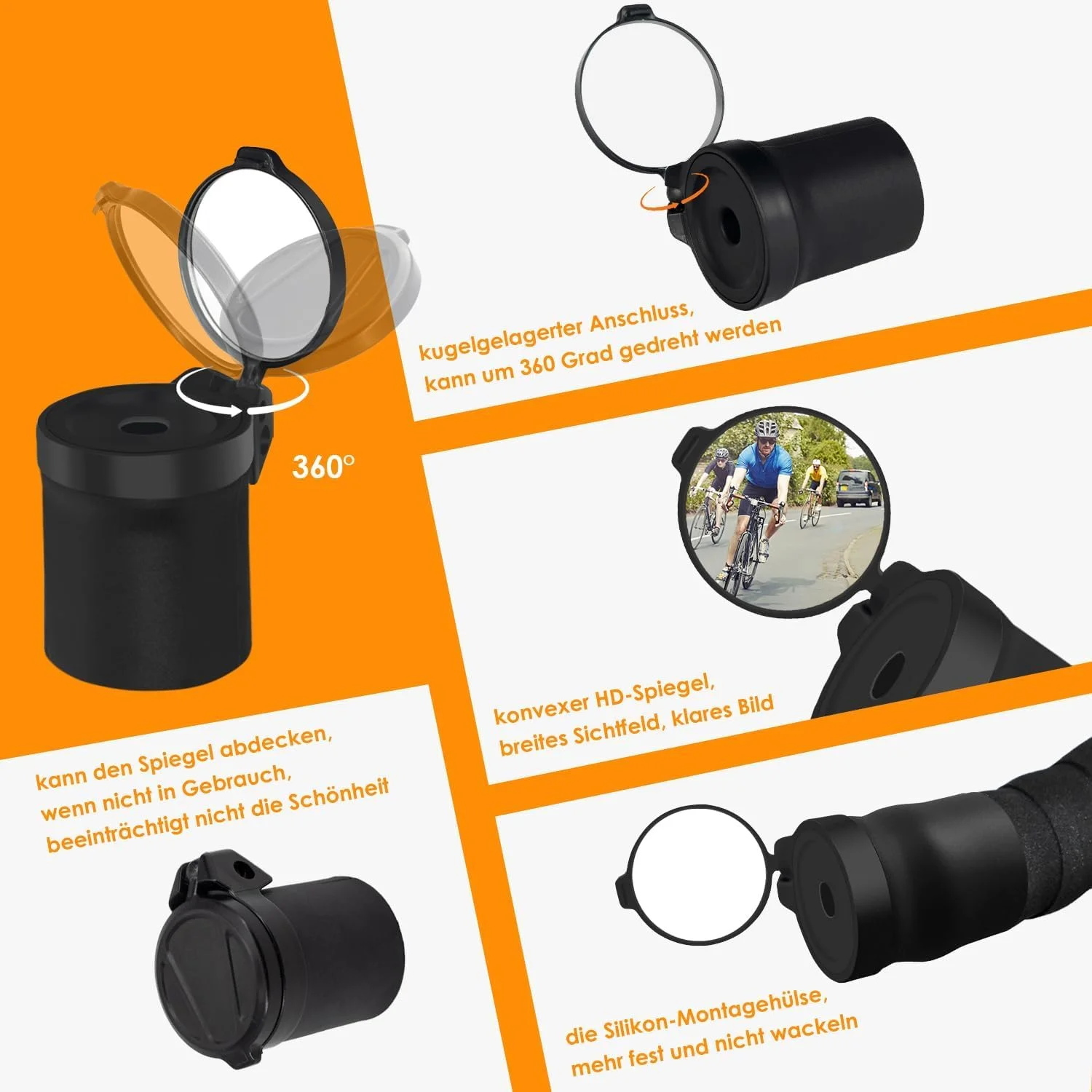 آینه دوچرخه TERRIFI برای فرمان، آینه تاشو دوچرخه کورسی برای فرمان، آینه دید عقب دوچرخه، آینه مینی فرمان جهانی با قابلیت چرخش 360 درجه، آینه دید عقب دوچرخه برای دوچرخه های کورسی